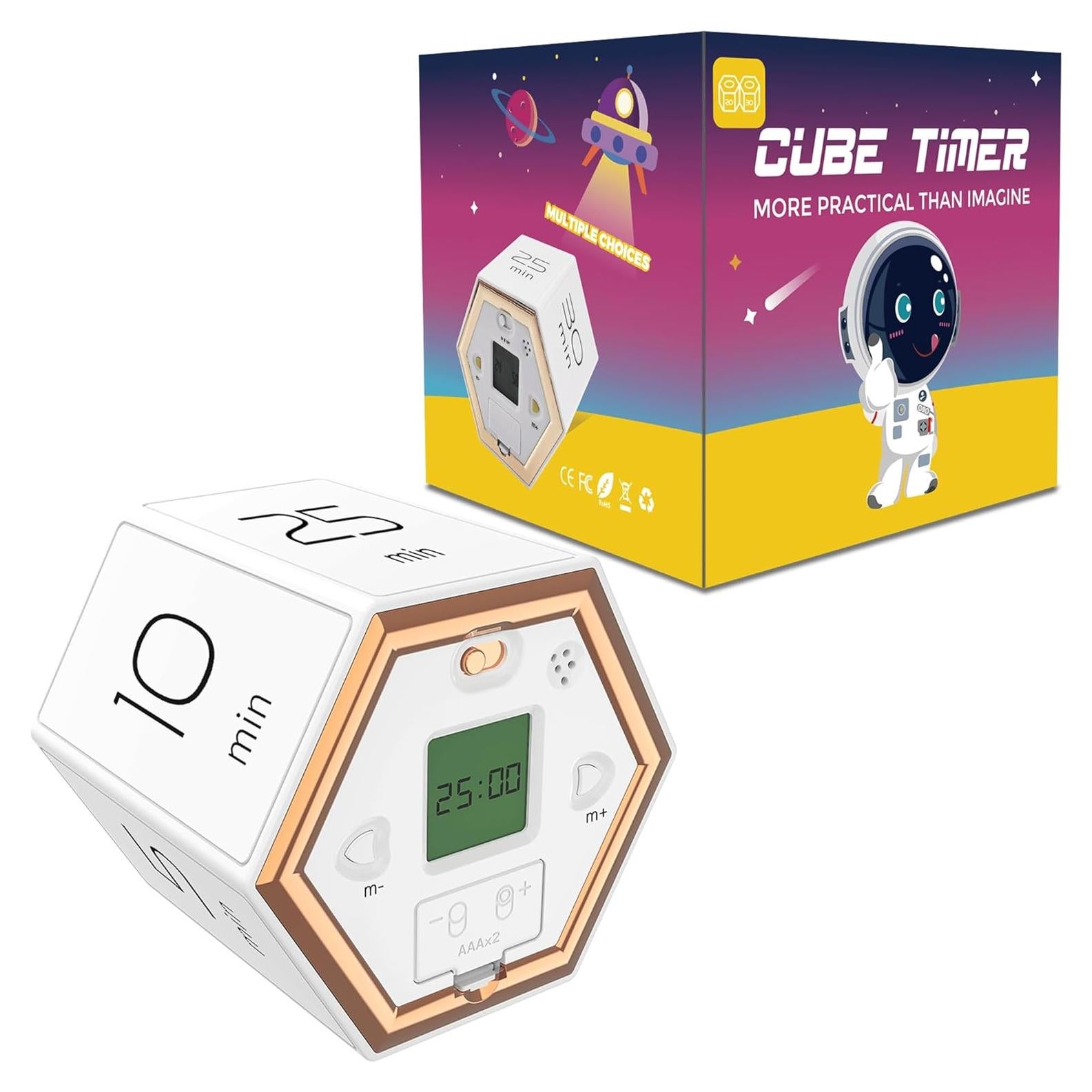 Temporizador Digital Hexagonal Hanlverk, Alarma Silenciosa, Blanco