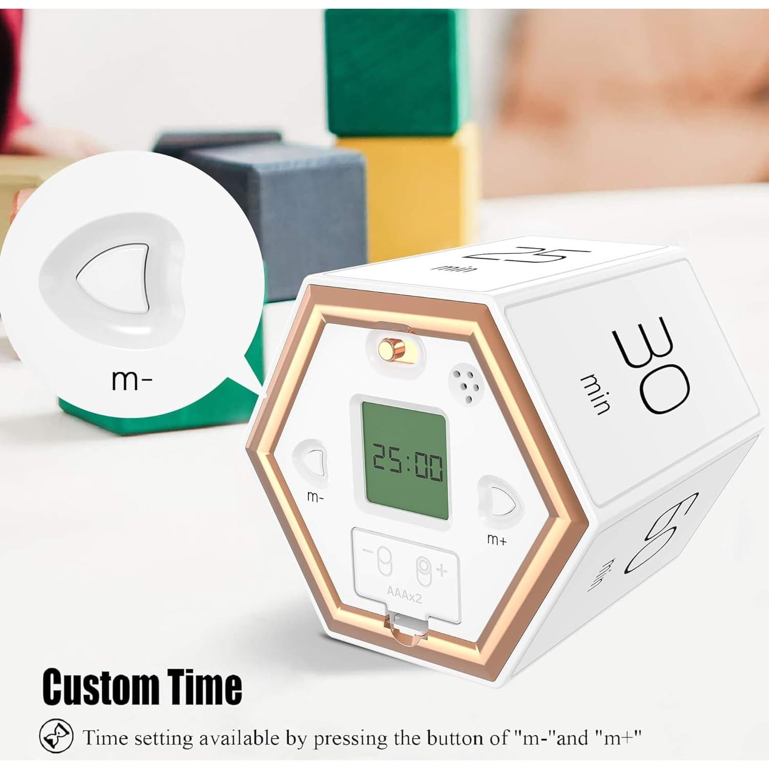 Temporizador Digital Hexagonal Hanlverk, Alarma Silenciosa, Blanco