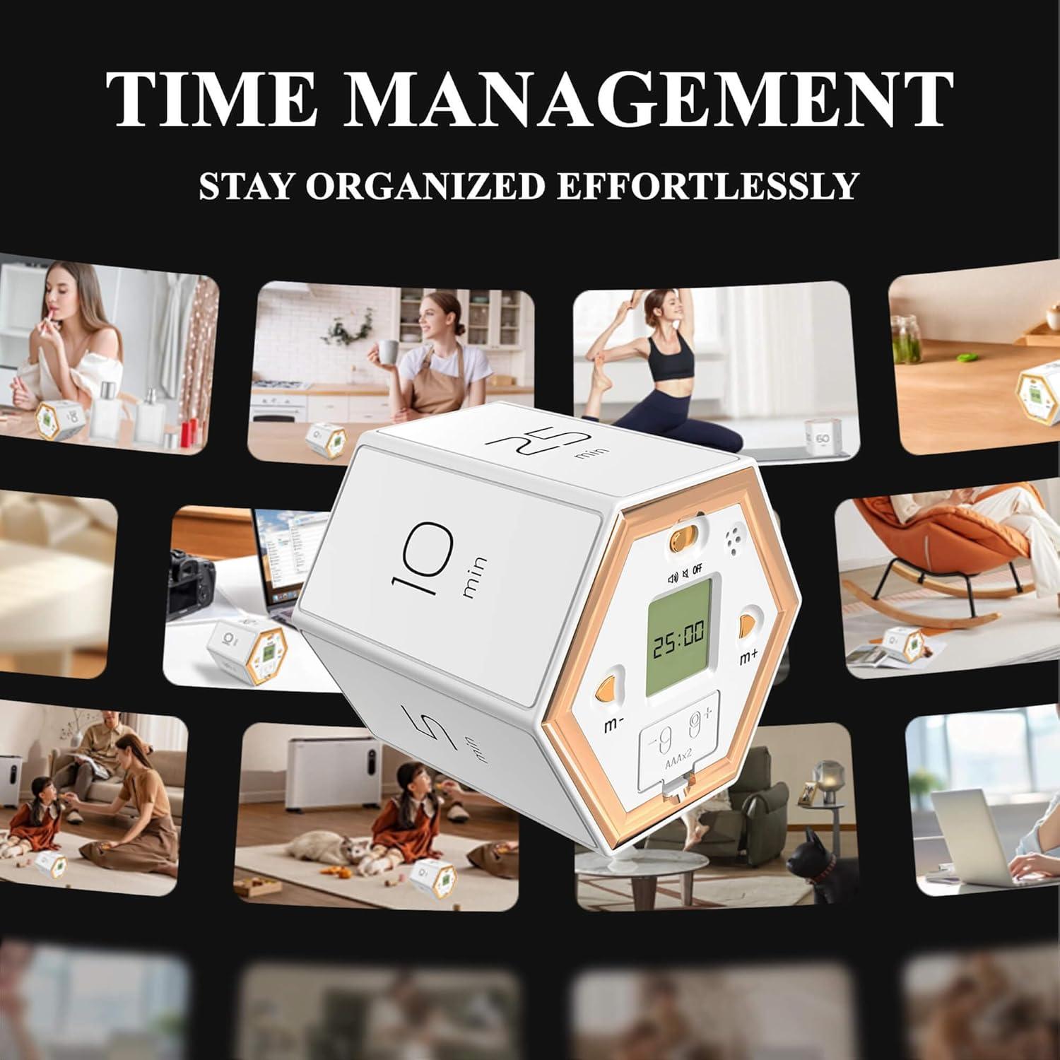 Temporizador Digital Hexagonal Hanlverk, Alarma Silenciosa, Blanco