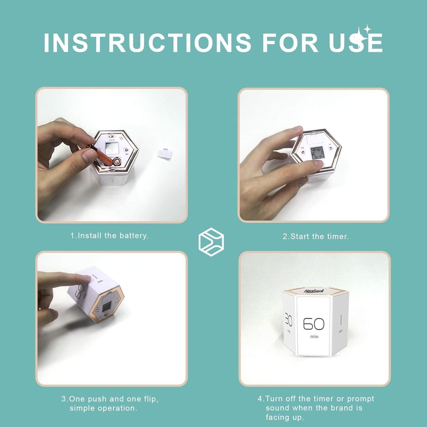 Temporizador Digital Hexagonal Hanlverk, Alarma Silenciosa, Blanco