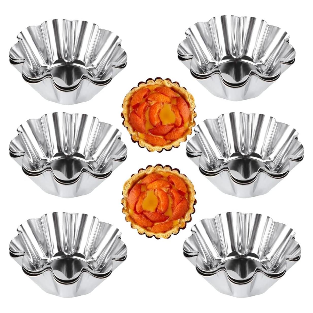 12 Moldes para Tartas de Acero Inoxidable Camland - Antiadherentes