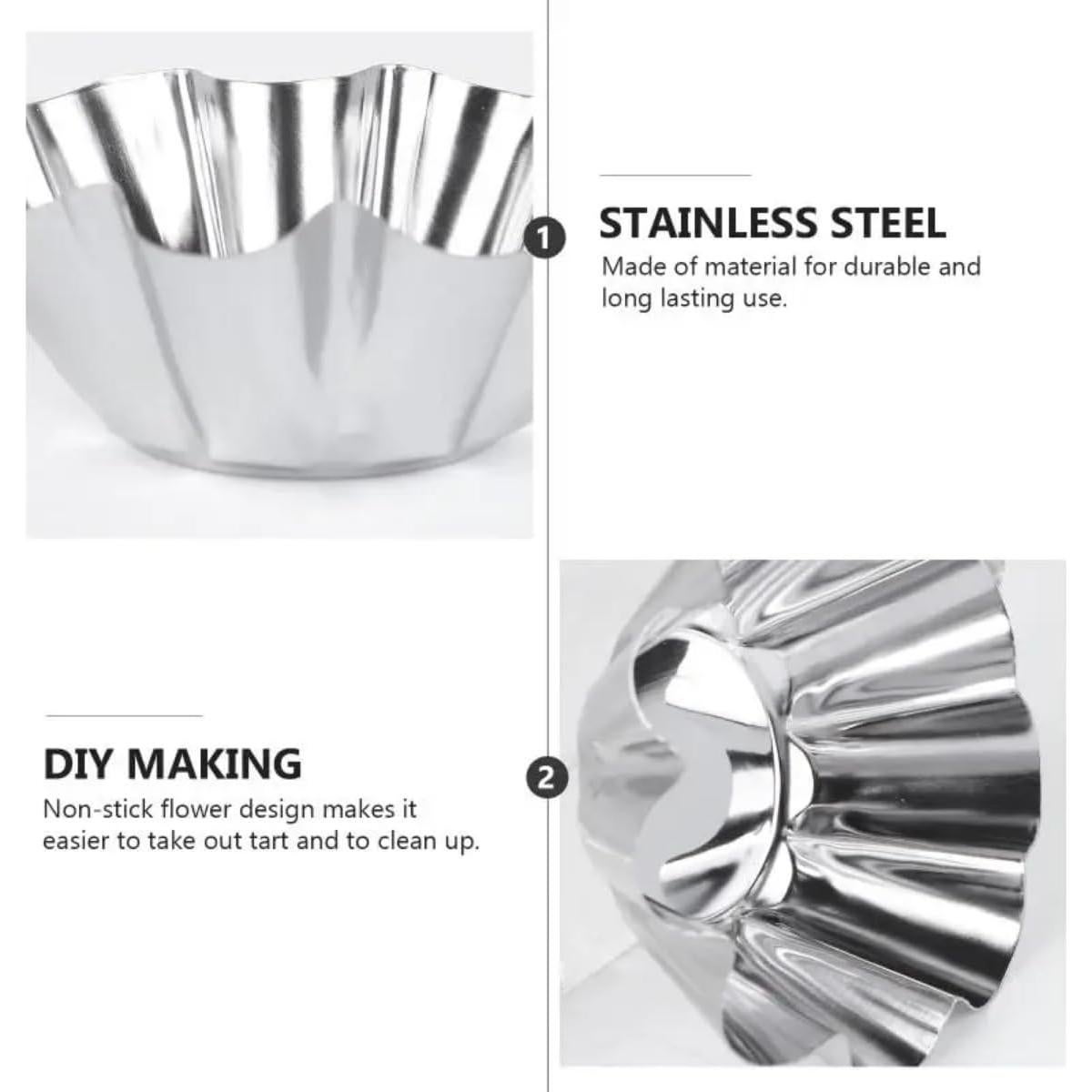 12 Moldes para Tartas de Acero Inoxidable Camland - Antiadherentes