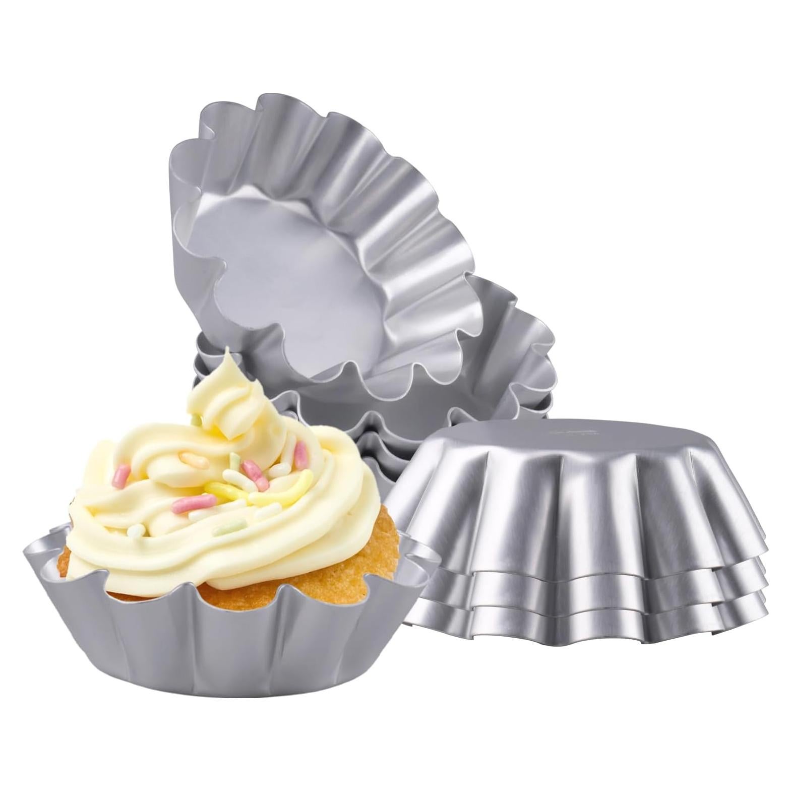 8 Moldes Mini de Tartas Antiadherentes Velicber 12 cm Aluminio