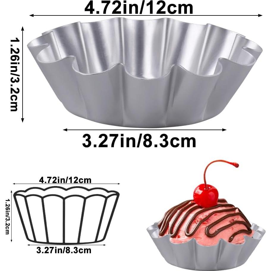 8 Moldes Mini de Tartas Antiadherentes Velicber 12 cm Aluminio