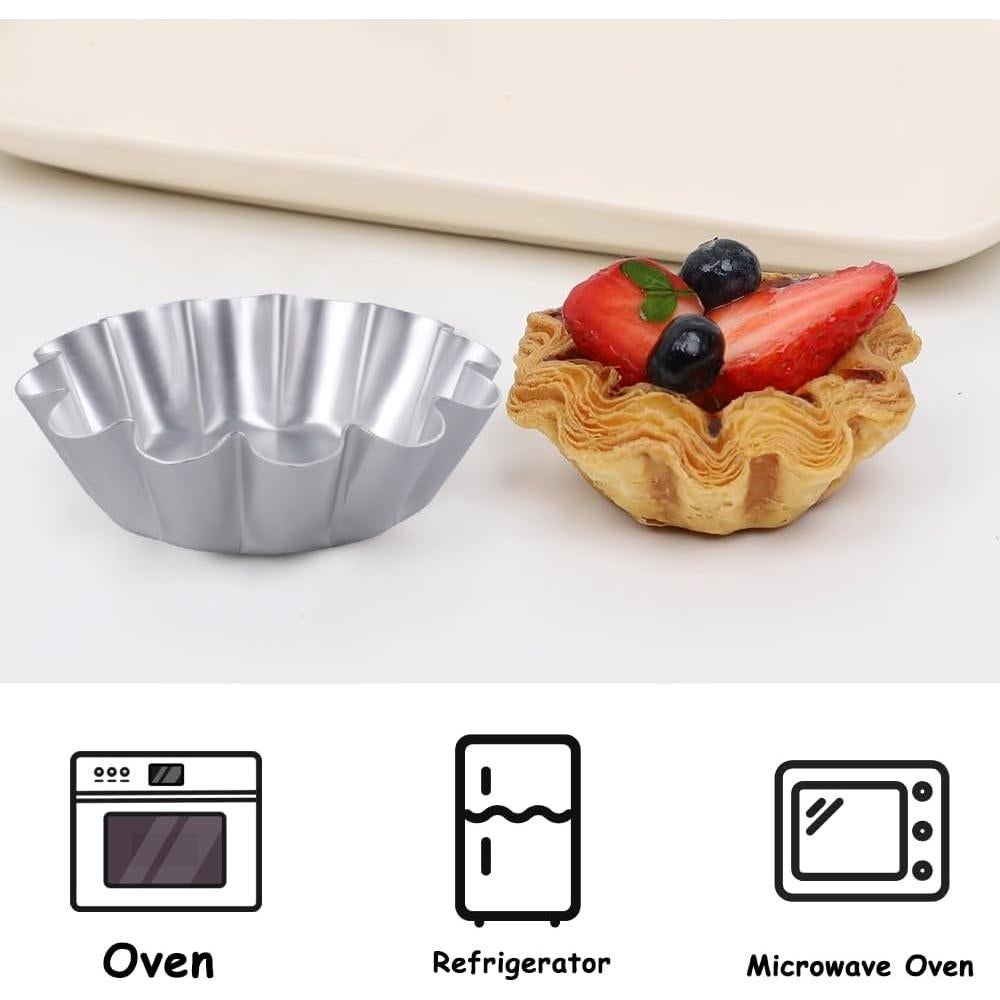 8 Moldes Mini de Tartas Antiadherentes Velicber 12 cm Aluminio