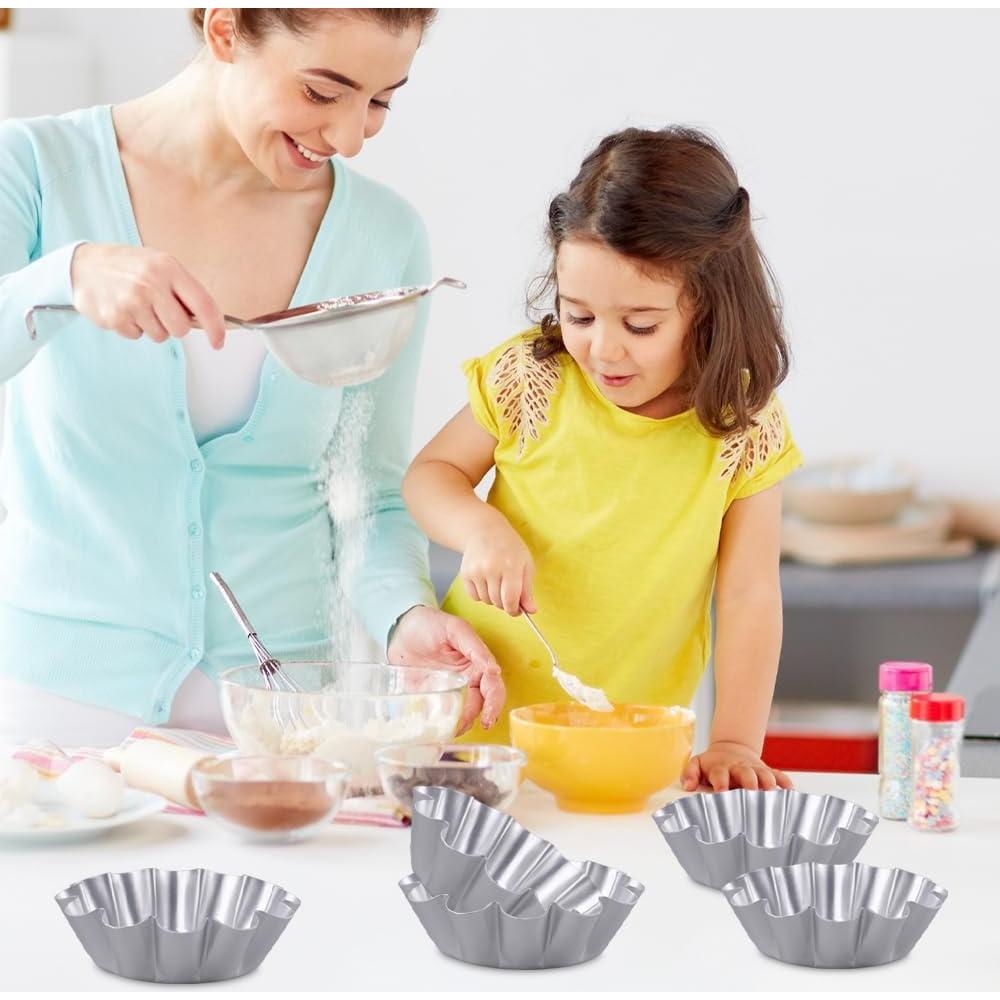 8 Moldes Mini de Tartas Antiadherentes Velicber 12 cm Aluminio