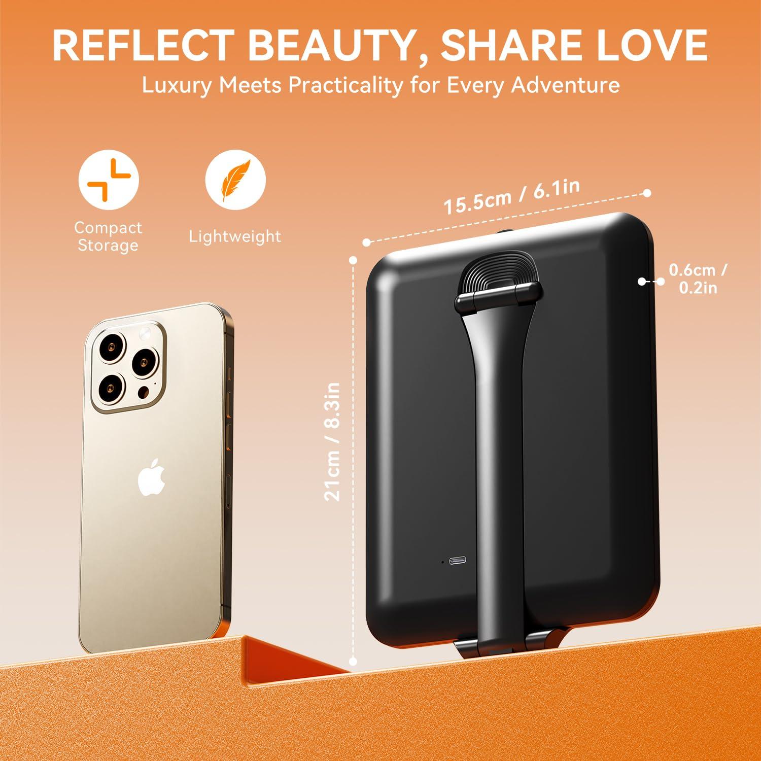 Espejo de Maquillaje Auxmir LED Plegable Recargable Negro