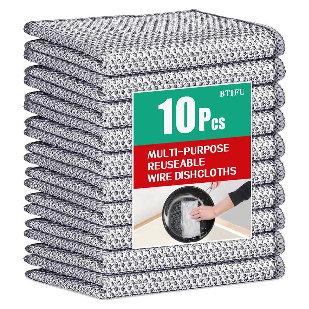 Trapos de Cocina Multiusos BTIFU 20x20 cm - 10 Pcs Reutilizables