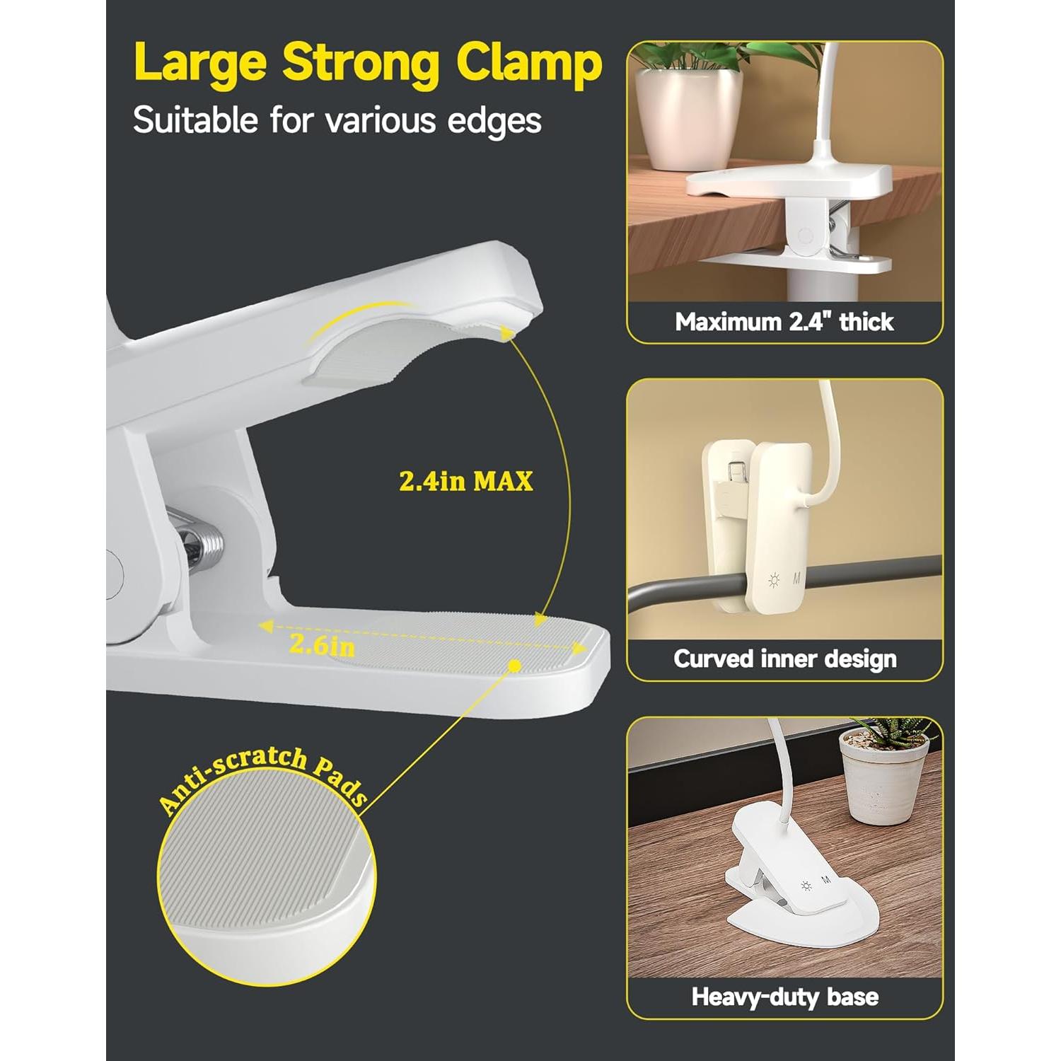 Lámpara de Escritorio CUHIOY con Abrazadera Flexible LED 1800mAh