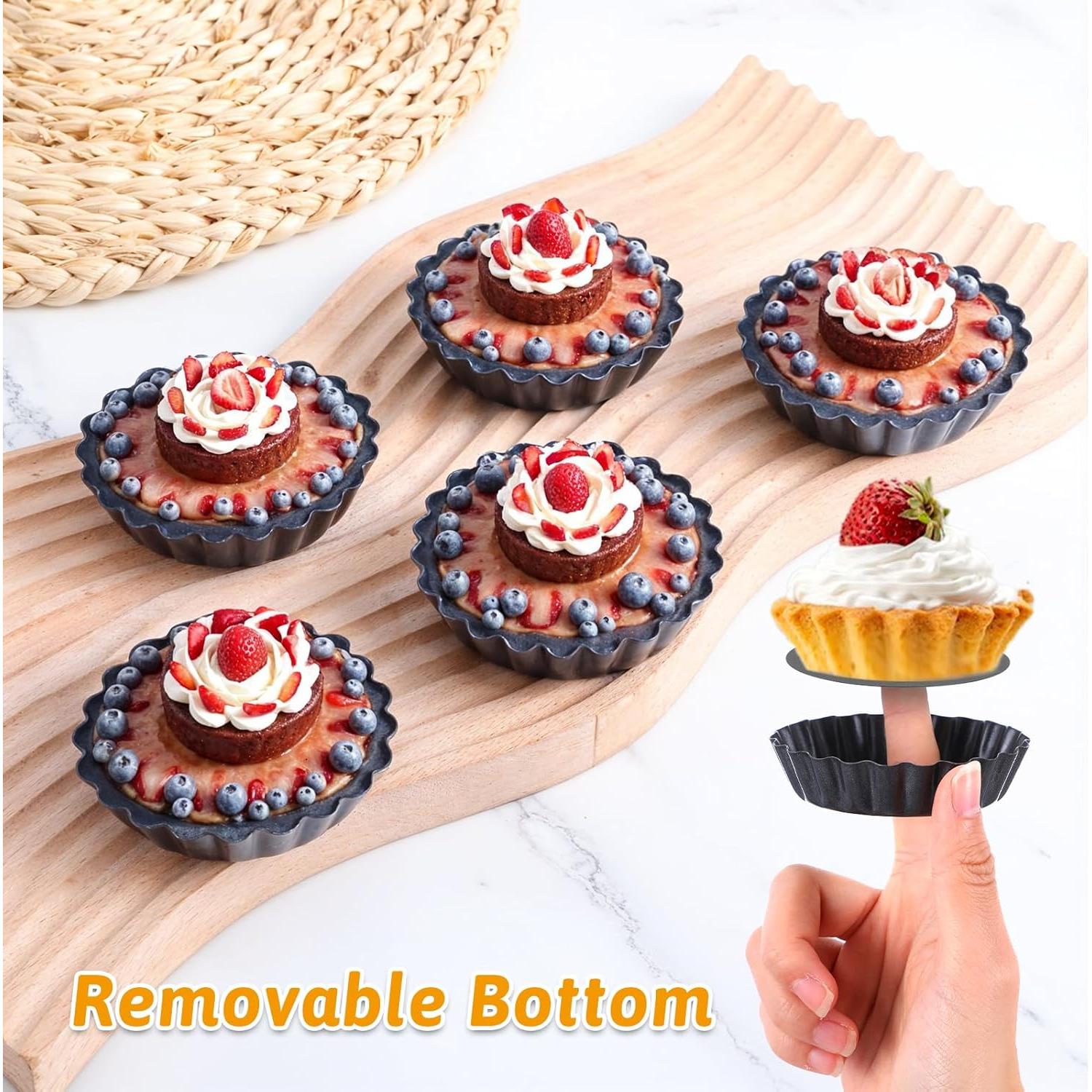 16 Moldes de Tartas Mini HOFURME Antiadherentes 8cm