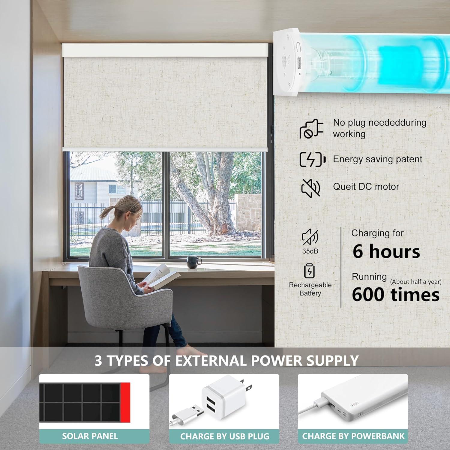 Persianas Motorizadas Aprilsmart 86.36x182.88cm Opacas Control Remoto