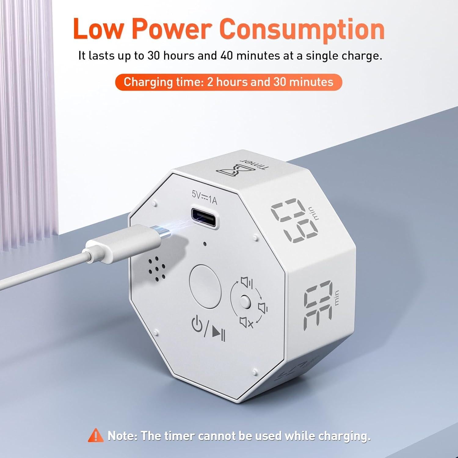 Temporizador Pomodoro Secura Blanco, 7 Preajustes, Visual