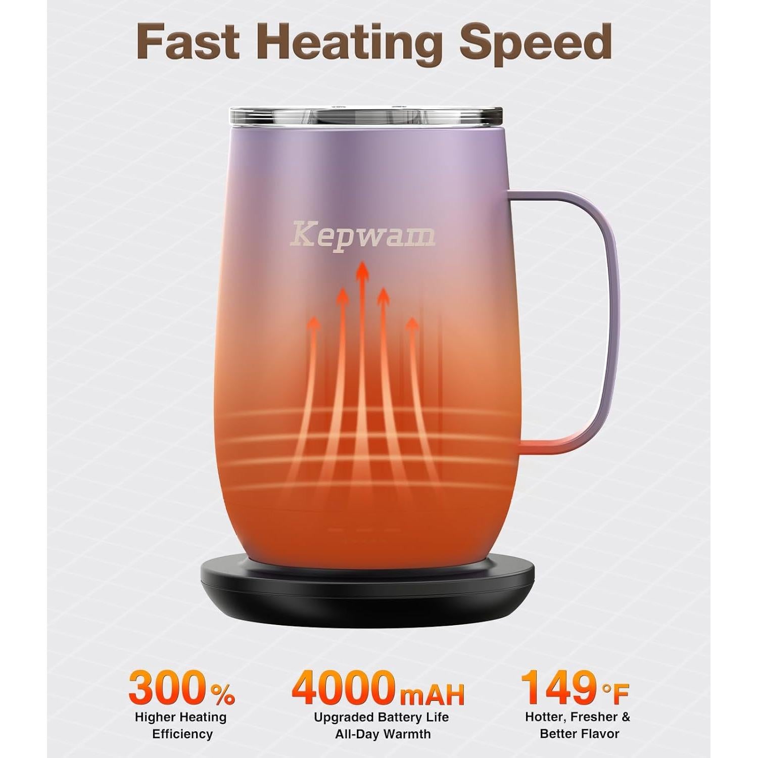 Taza de Café Inteligente Kepwam T2-Plus 20oz Auto Calentada