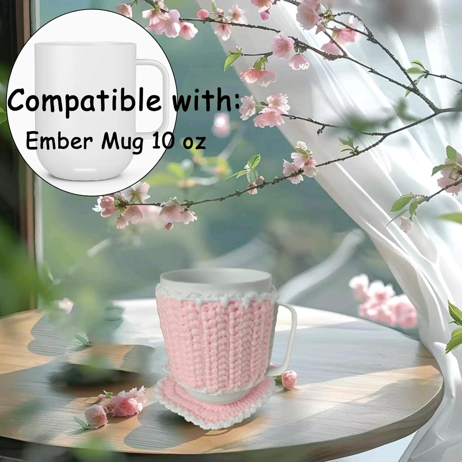 Manta de Crochet Rosa Wuryuema para Taza Ember 295 ml y Posavasos