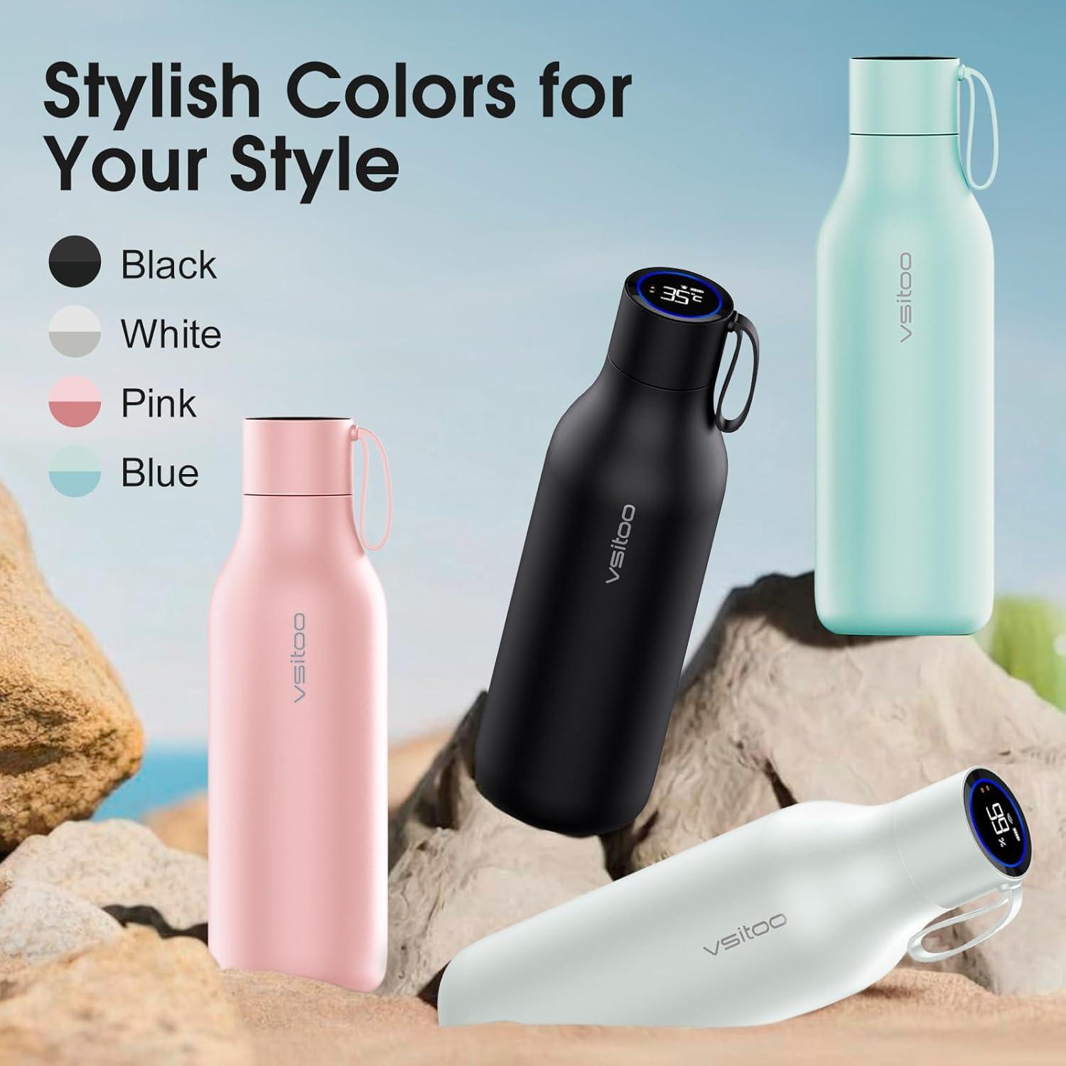 Botella de Agua Inteligente VSITOO 0.95L Autolimpiante Negra