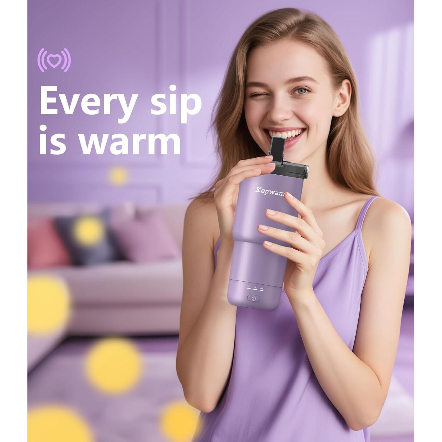 Taza de Viaje Autocalentable Kepwam 20oz Control Temperatura