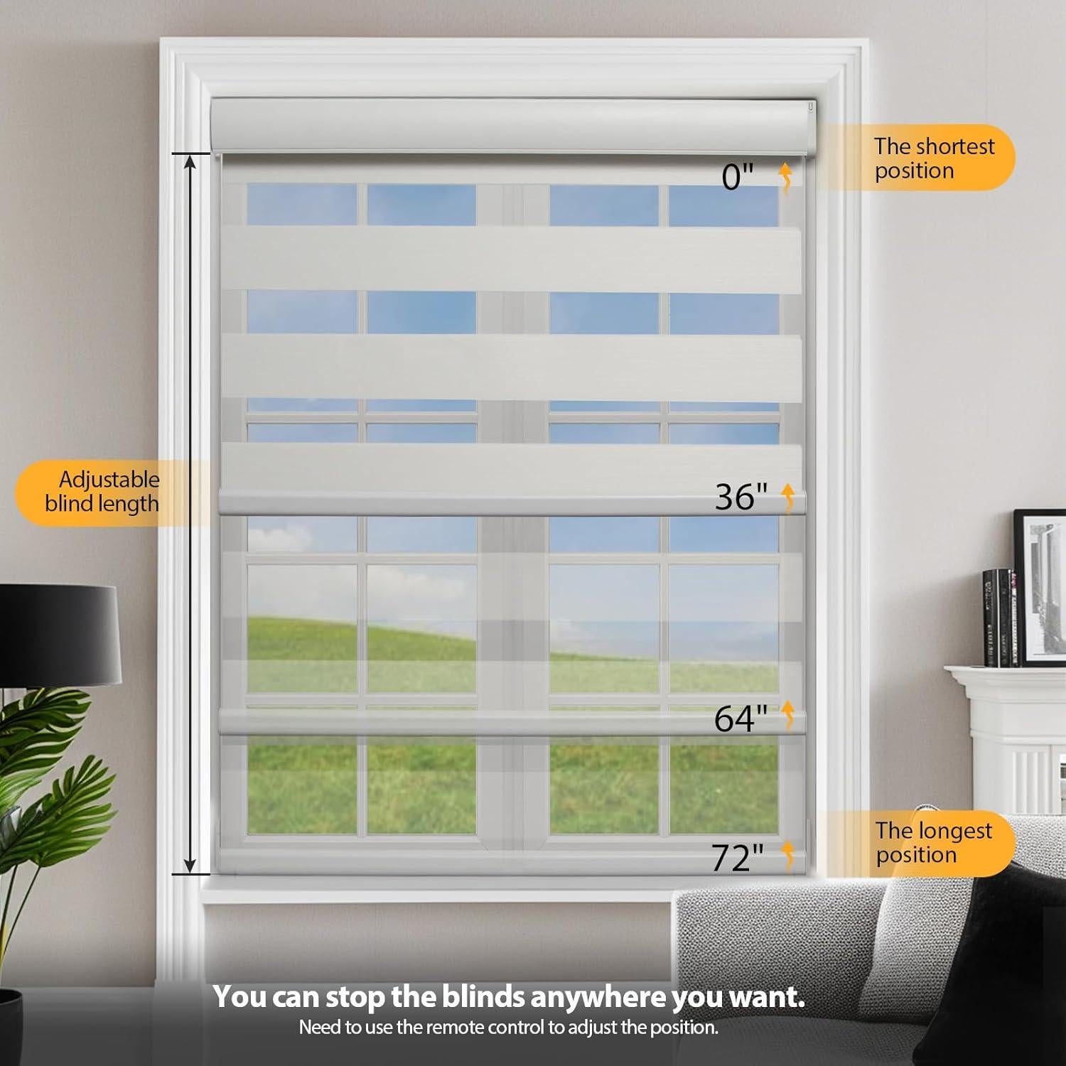 Persianas Zebra Motorizadas MUSCLEAREA 71x183 cm Control Remoto