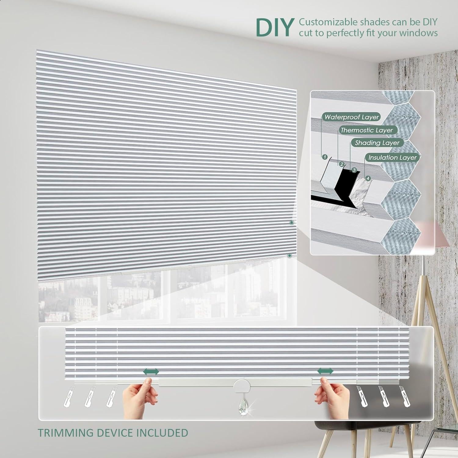 Persianas Celulares Blackout Blankendon 99x162 cm Blancas