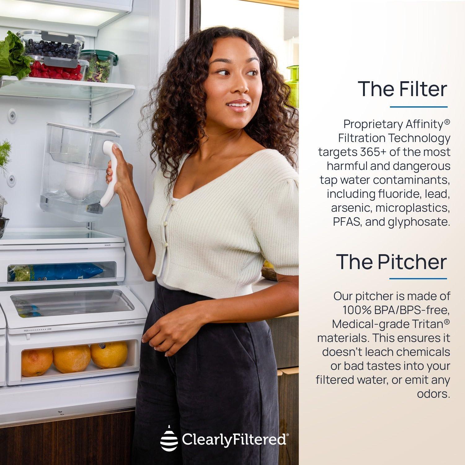 Jarra de Agua Filtrada Clearly con 1 Filtro - Elimina 365+ Contaminantes