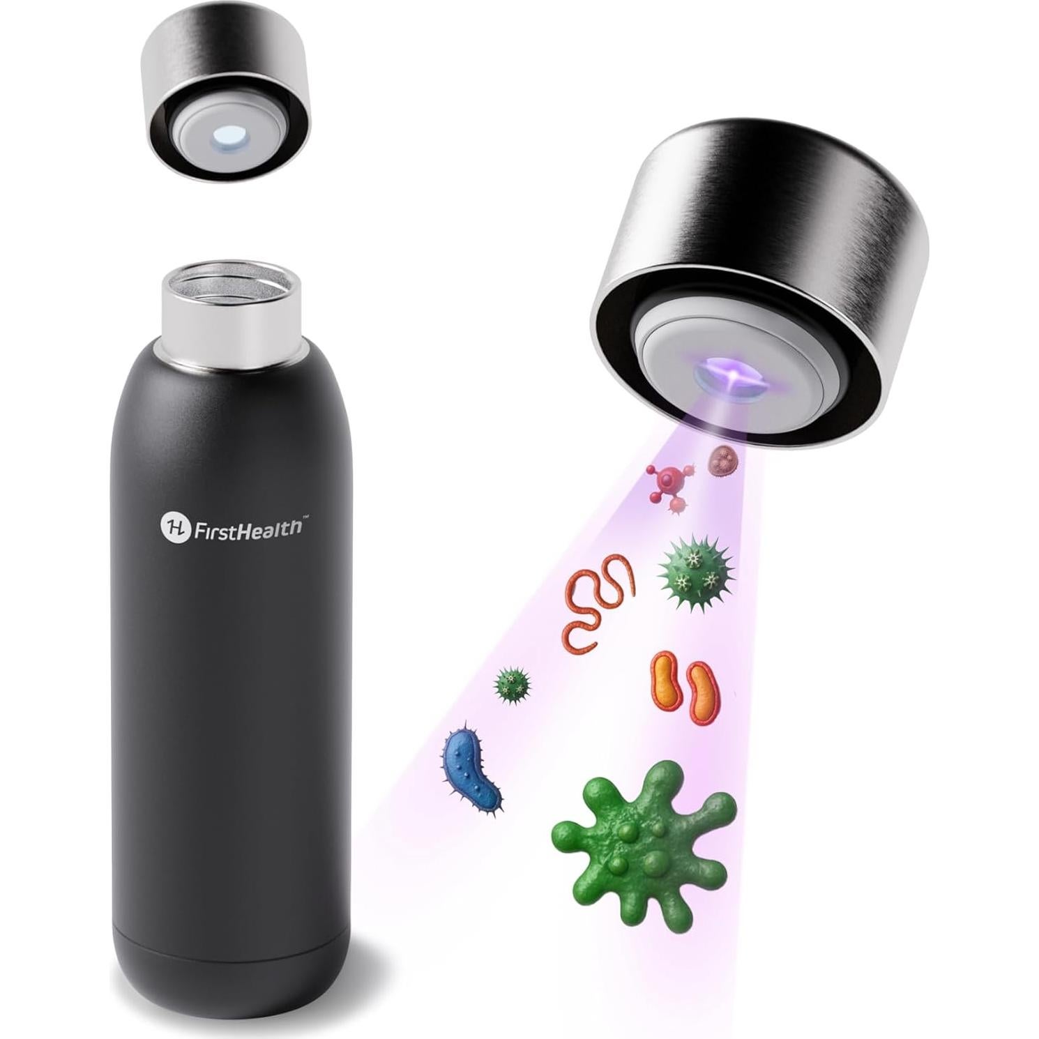 Botella Purificadora UV-C FirstHealth FH7056 532ml Acero Inoxidable