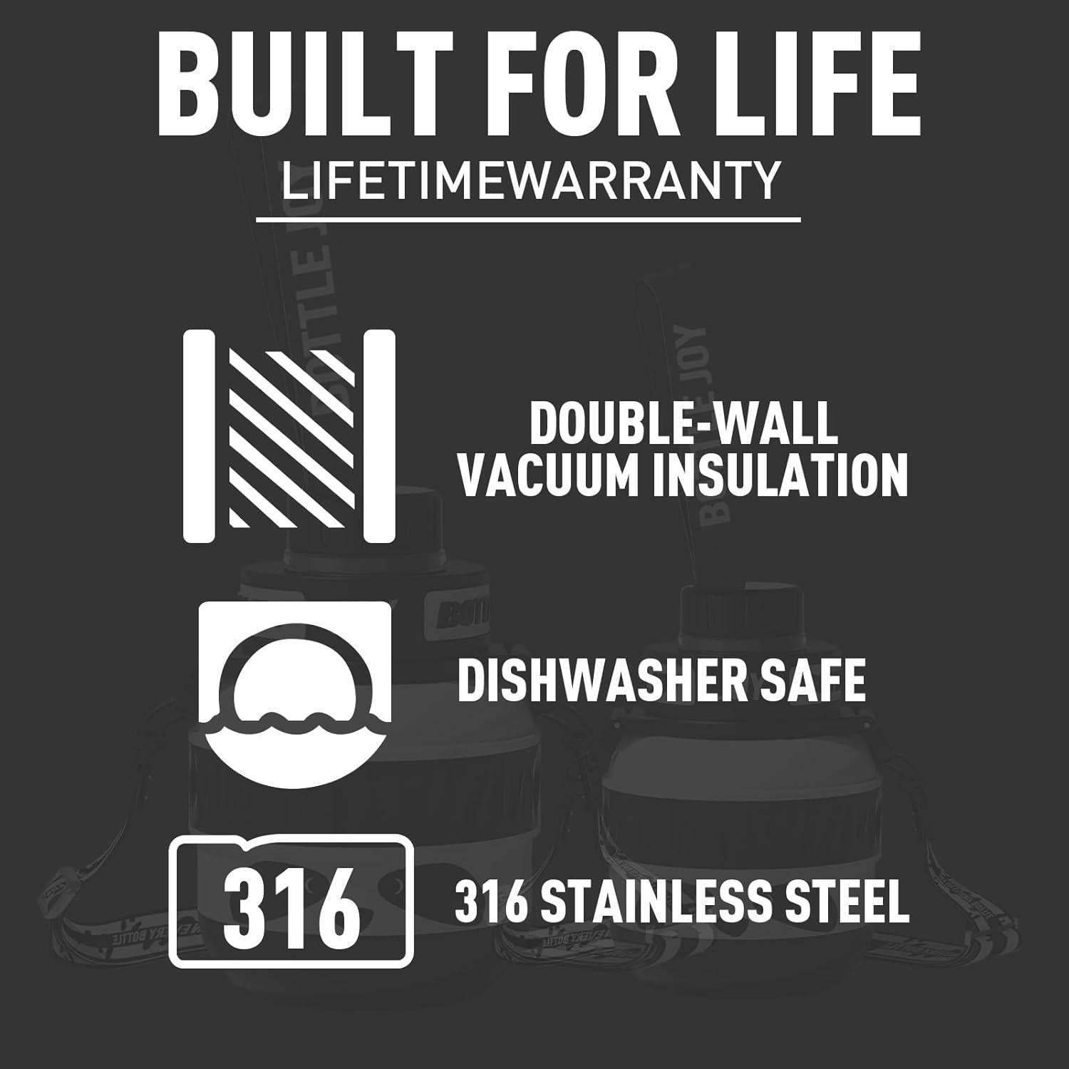 Botella de Agua Acero Inoxidable BOTTLE JOY Panda 473 ml