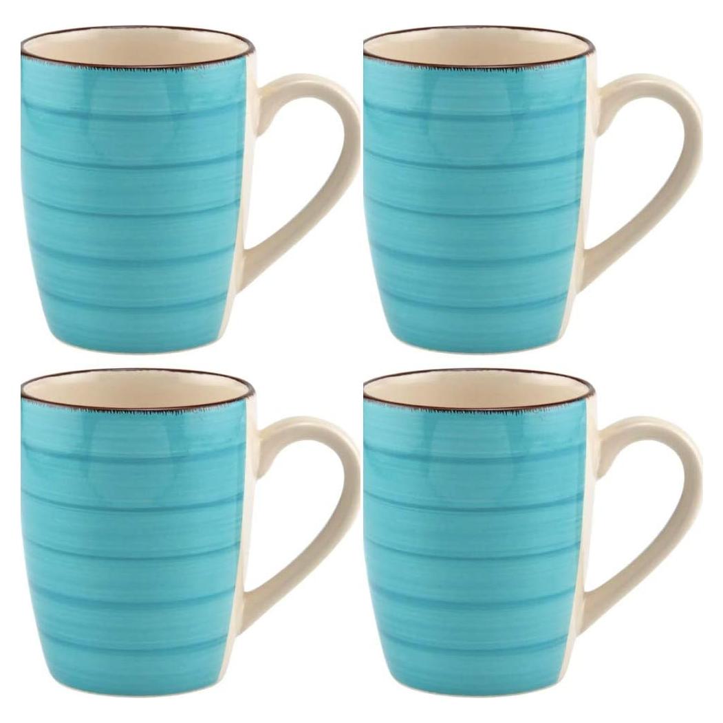 Juego de 4 Tazas de Cerámica Turquesa Royal Norfolk 355 ml
