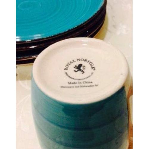 Juego de 4 Tazas de Cerámica Turquesa Royal Norfolk 355 ml