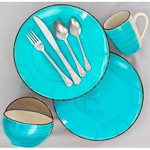 Juego de 4 Tazas de Cerámica Turquesa Royal Norfolk 355 ml