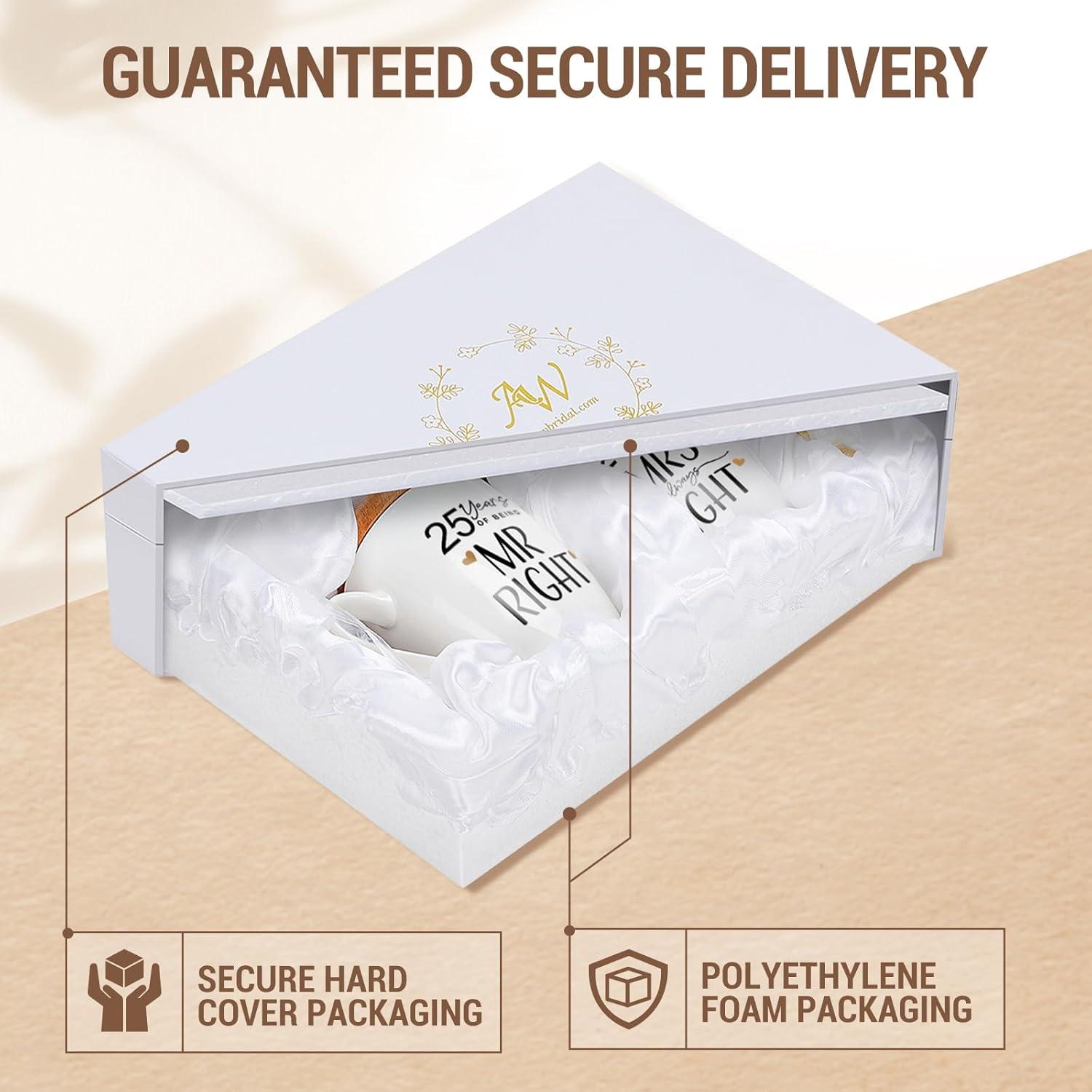 Juego de Tazas de Cerámica AW BRIDAL 25 Años de Aniversario - Set de 2