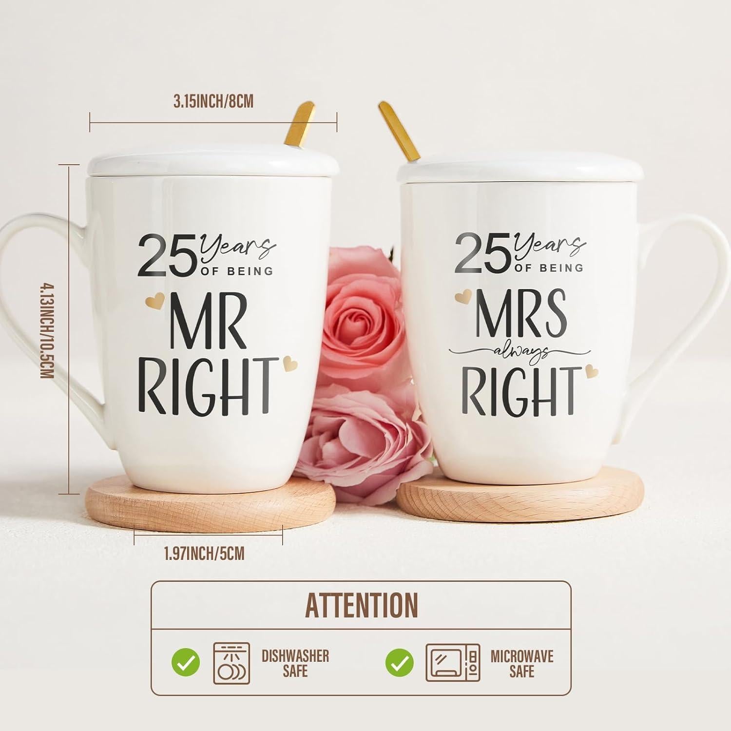 Juego de Tazas de Cerámica AW BRIDAL 25 Años de Aniversario - Set de 2