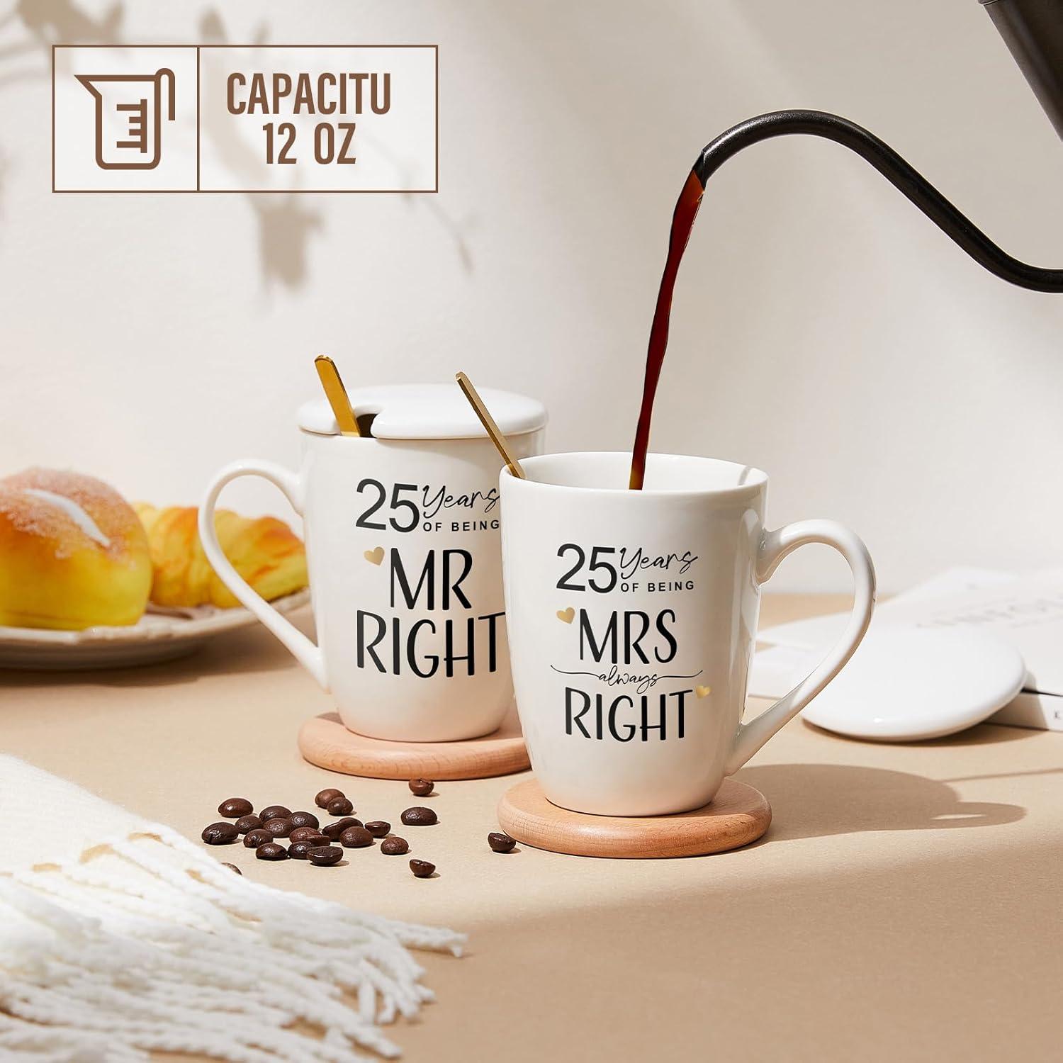 Juego de Tazas de Cerámica AW BRIDAL 25 Años de Aniversario - Set de 2