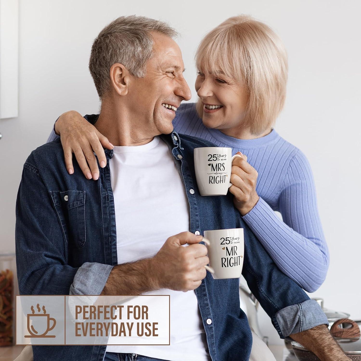 Juego de Tazas de Cerámica AW BRIDAL 25 Años de Aniversario - Set de 2