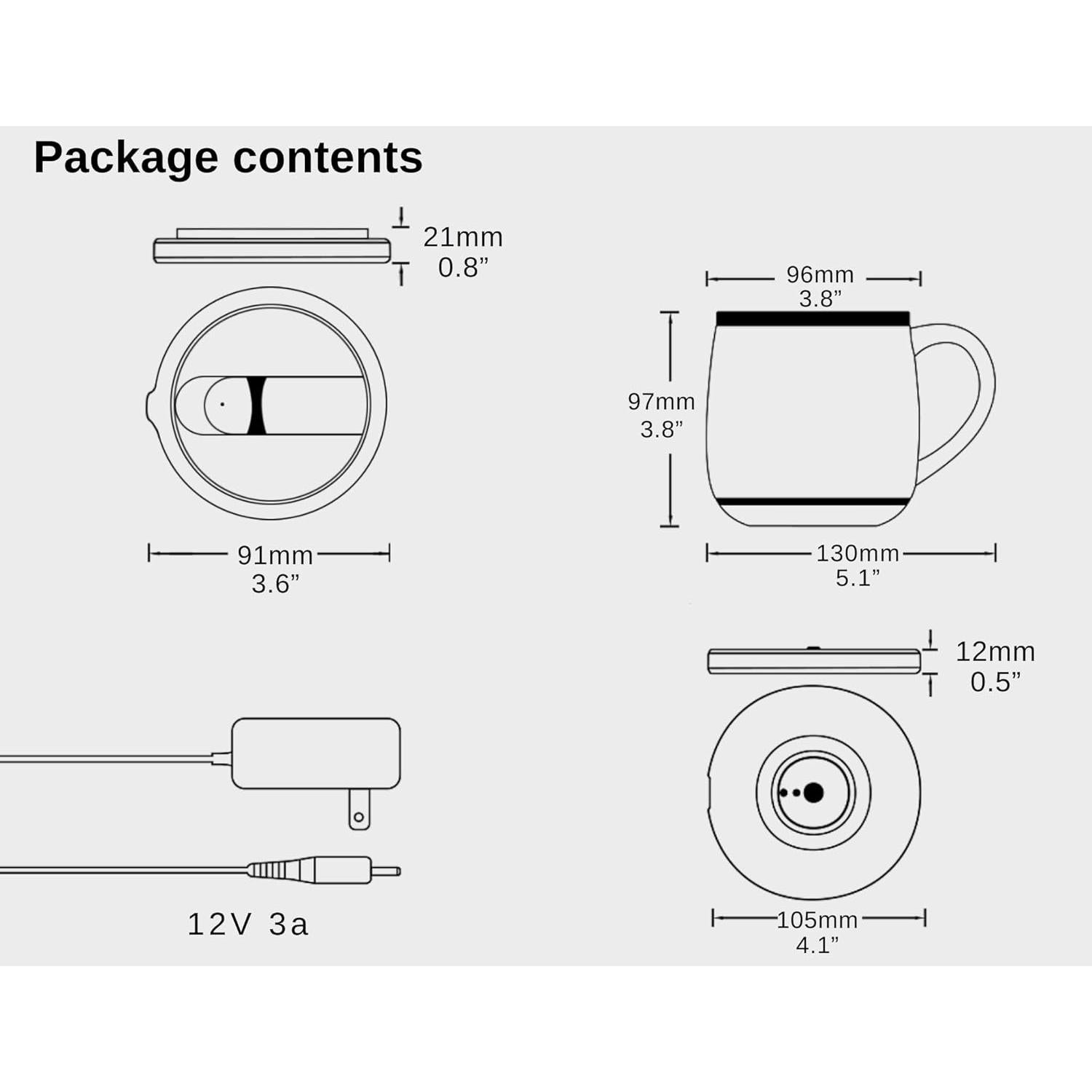 Taza Inteligente Min Ya 400ml Control de Temperatura LED RGB