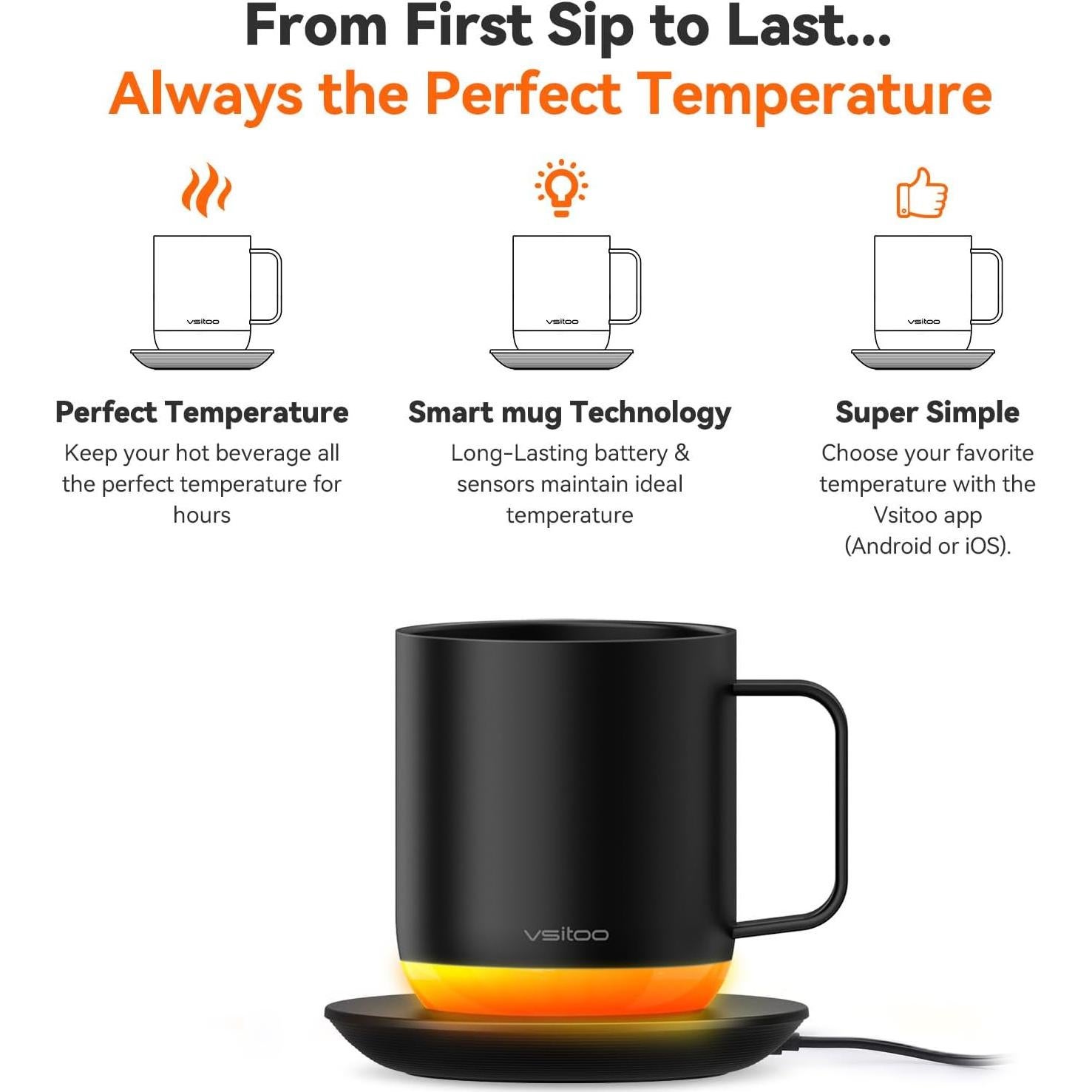 Taza Inteligente Autocalentable VSITOO S6 Plus - Control de Temperatura
