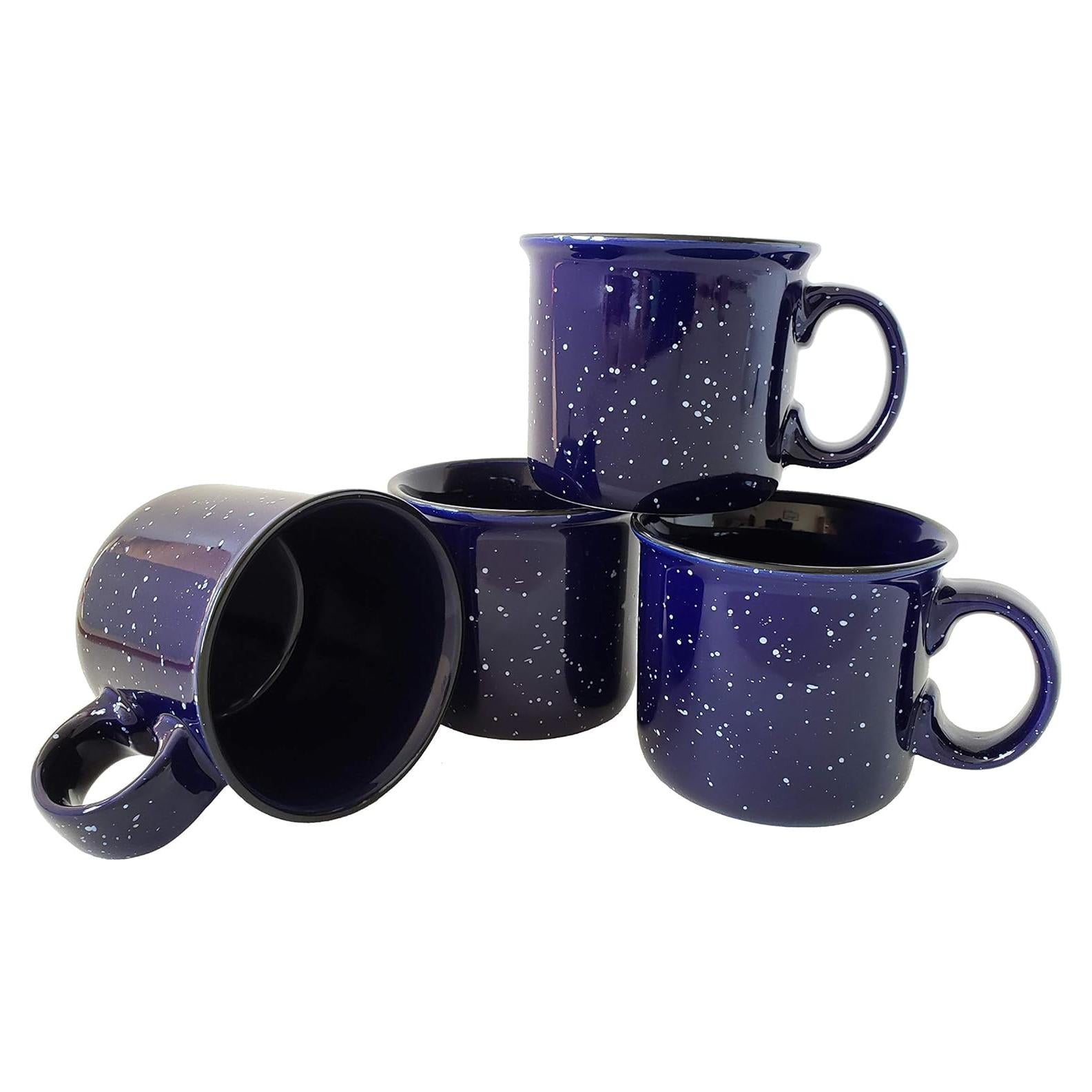 Set de 4 tazas de cerámica azul moteadas 396ml - Essential Drinkware