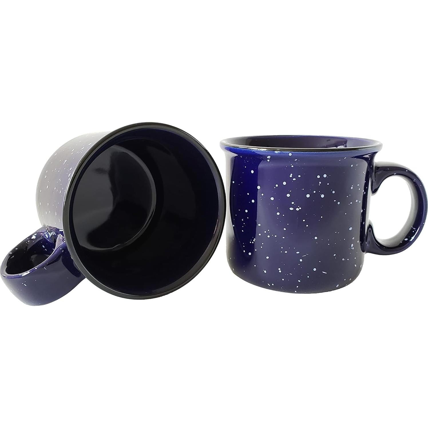 Set de 4 tazas de cerámica azul moteadas 396ml - Essential Drinkware