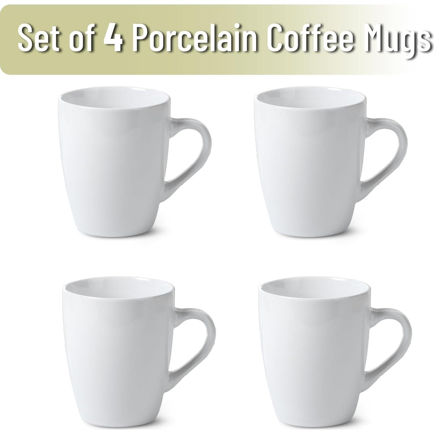 Juego de Tazas de Café Blancas 4x355 ml Porcelana Brew To A Tea