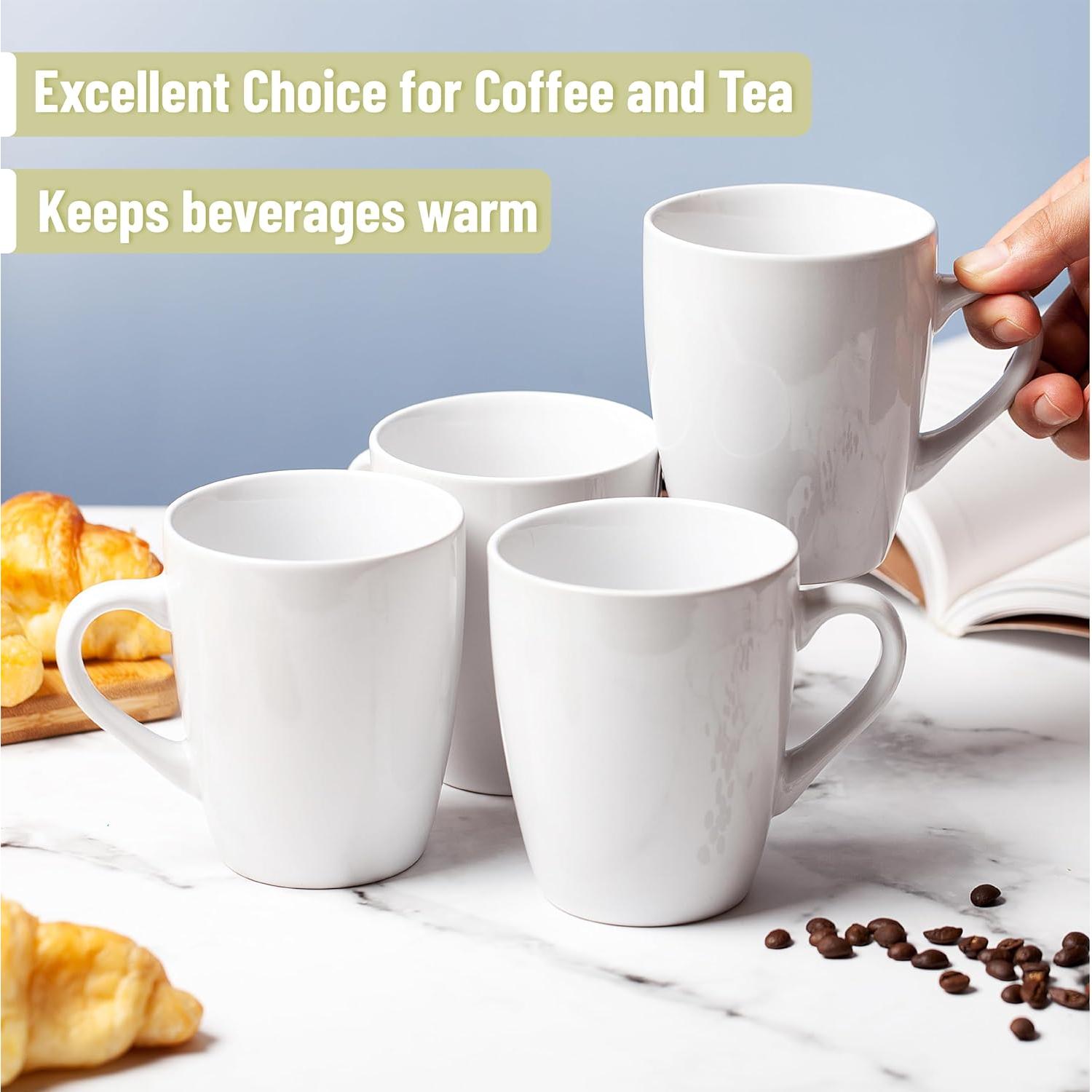 Juego de Tazas de Café Blancas 4x355 ml Porcelana Brew To A Tea