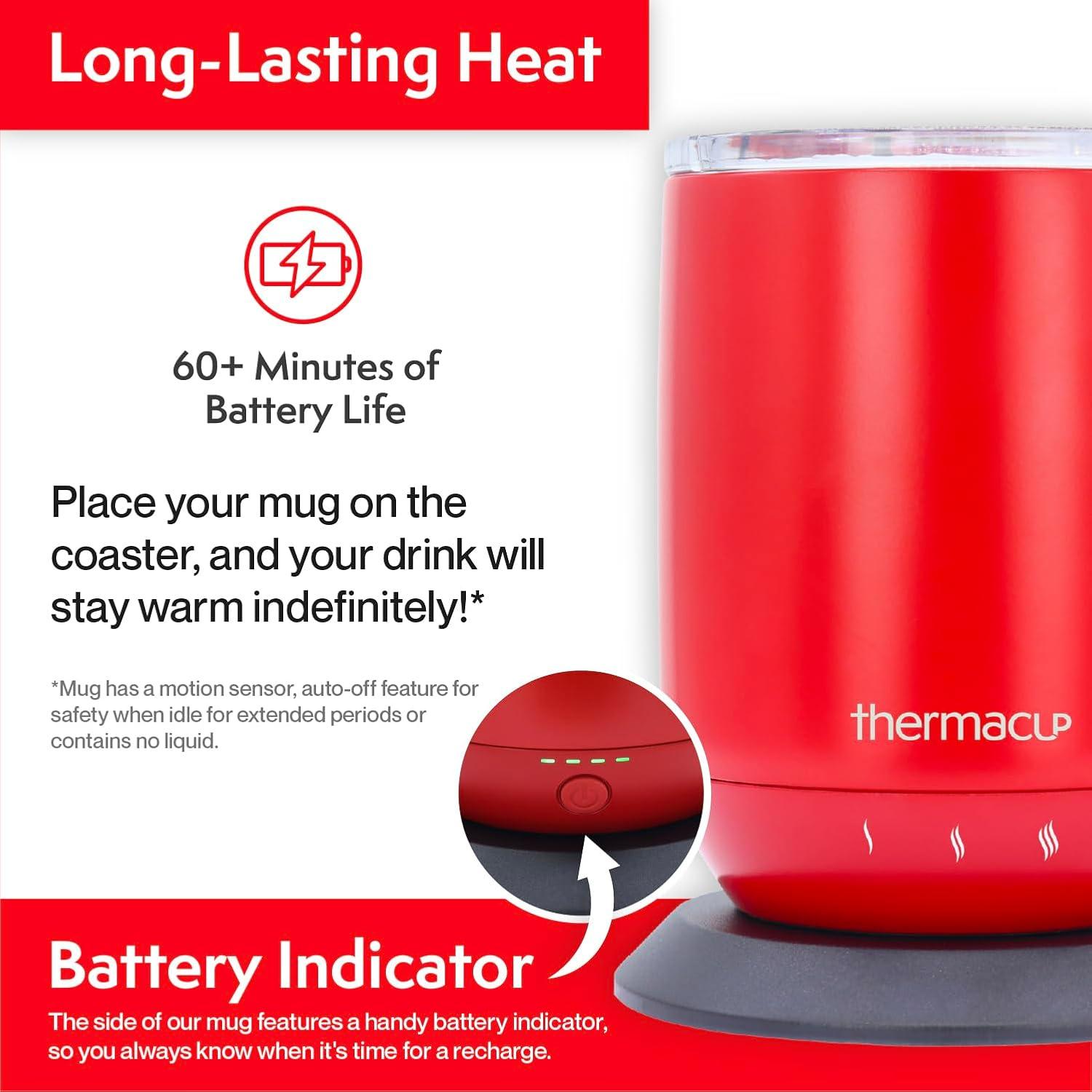 Taza inteligente autocalentable Thermacup 355 ml Rojo cereza