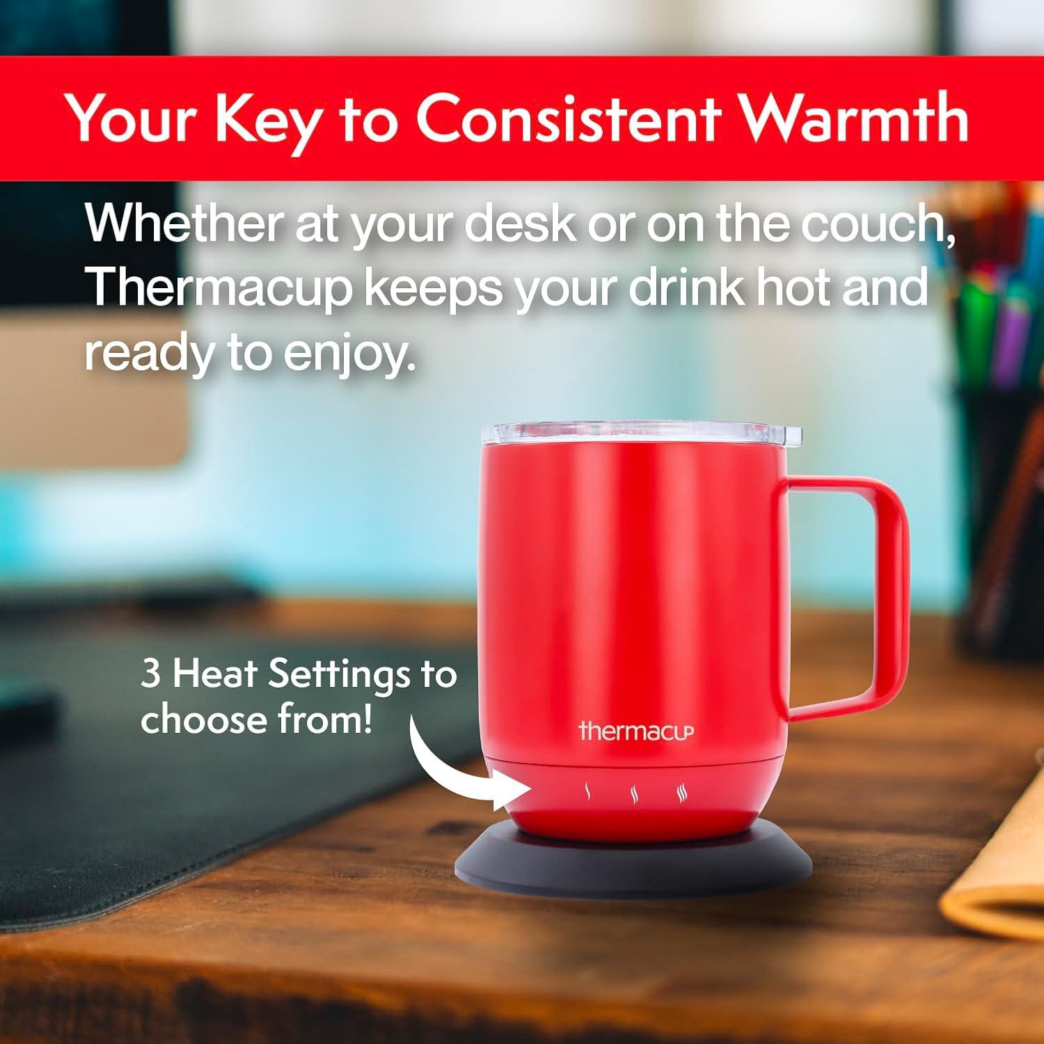 Taza inteligente autocalentable Thermacup 355 ml Rojo cereza