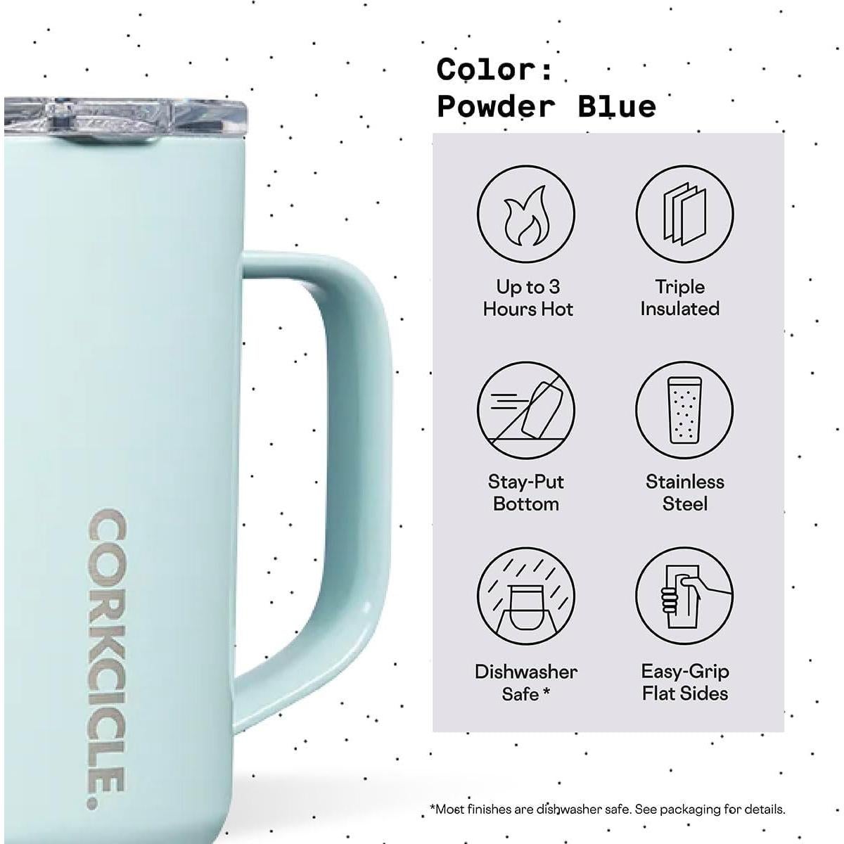 Taza de viaje Corkcicle de acero inoxidable 475 ml azul