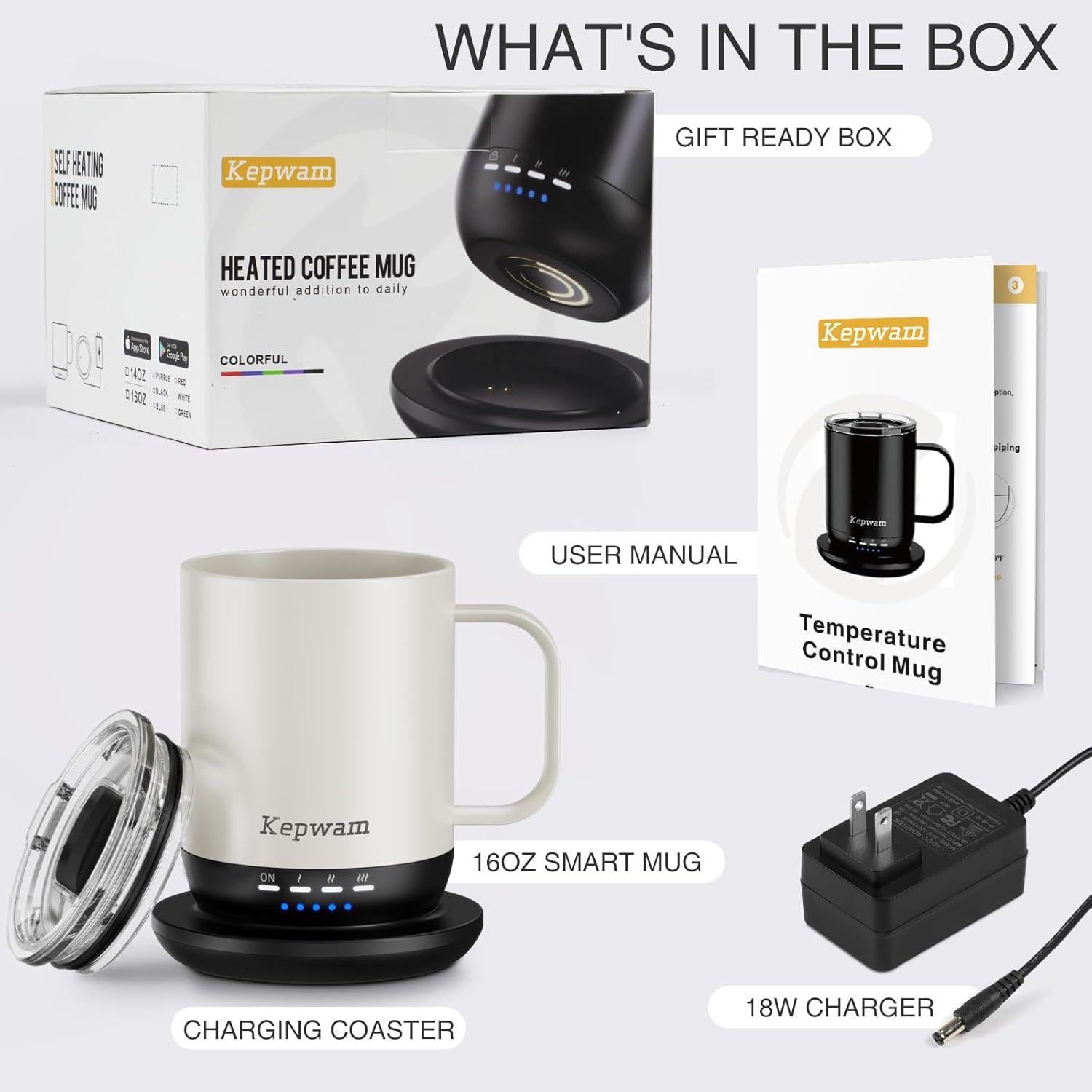 Taza Inteligente Autocalentable Kepwam 4000Ah 65°C