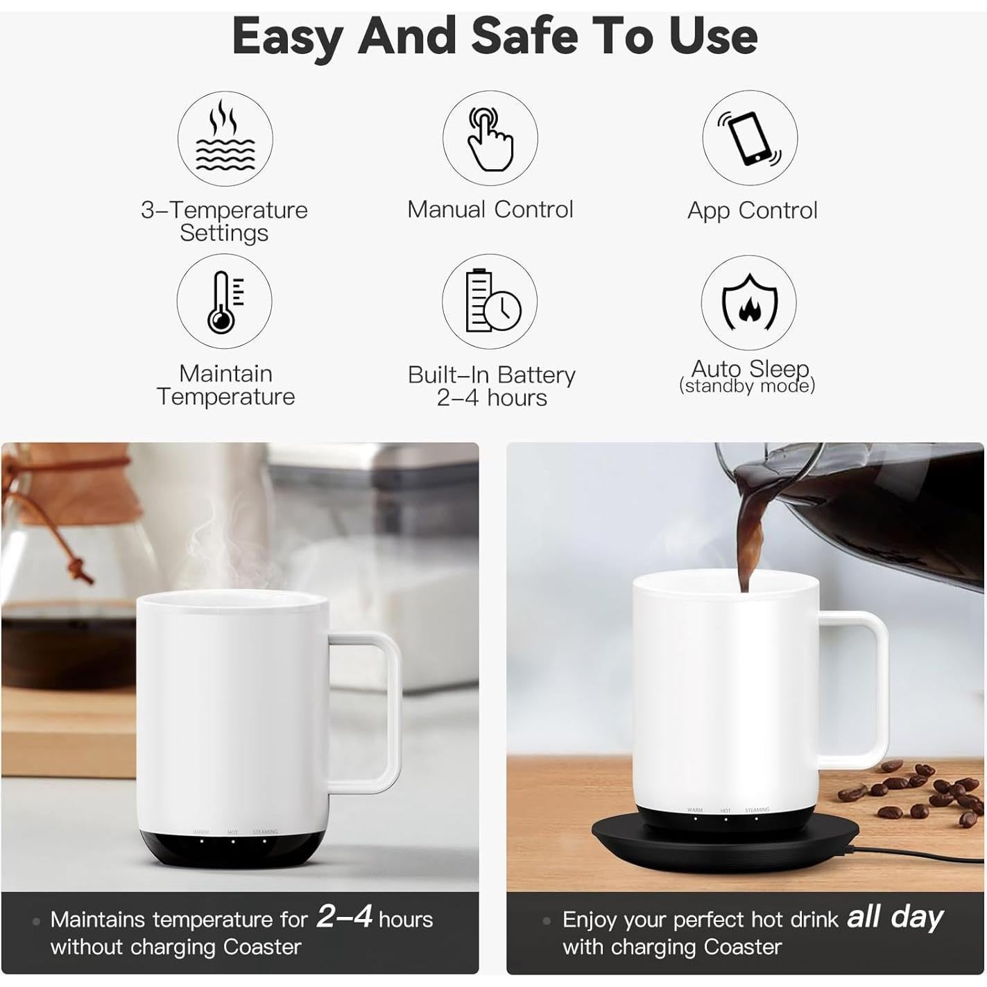 Taza de café inteligente autocalentable vsitoo S3 Plus 600ml