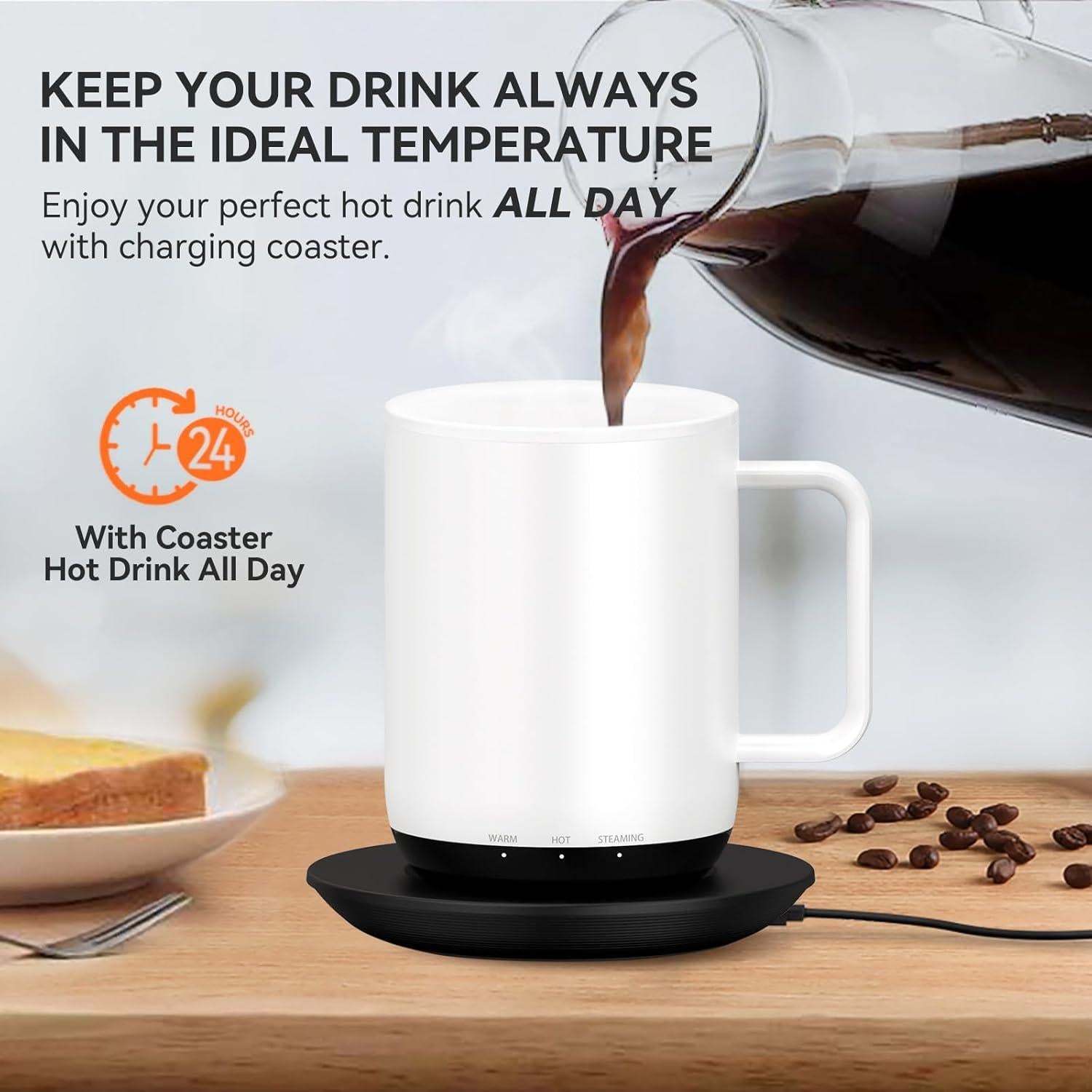 Taza de café inteligente autocalentable vsitoo S3 Plus 600ml