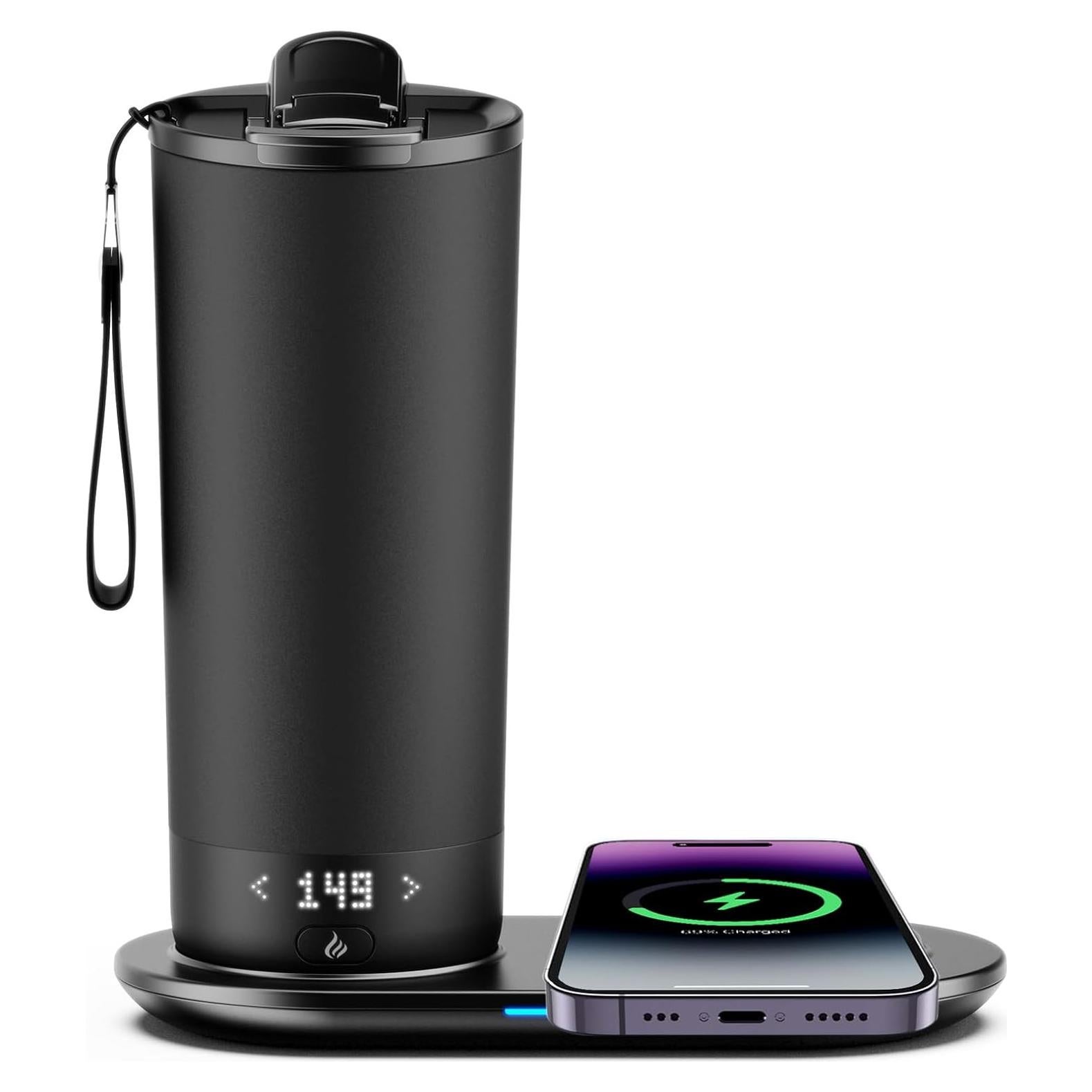 Taza de viaje calefaccionada VFZO 20 oz control app LED Negro