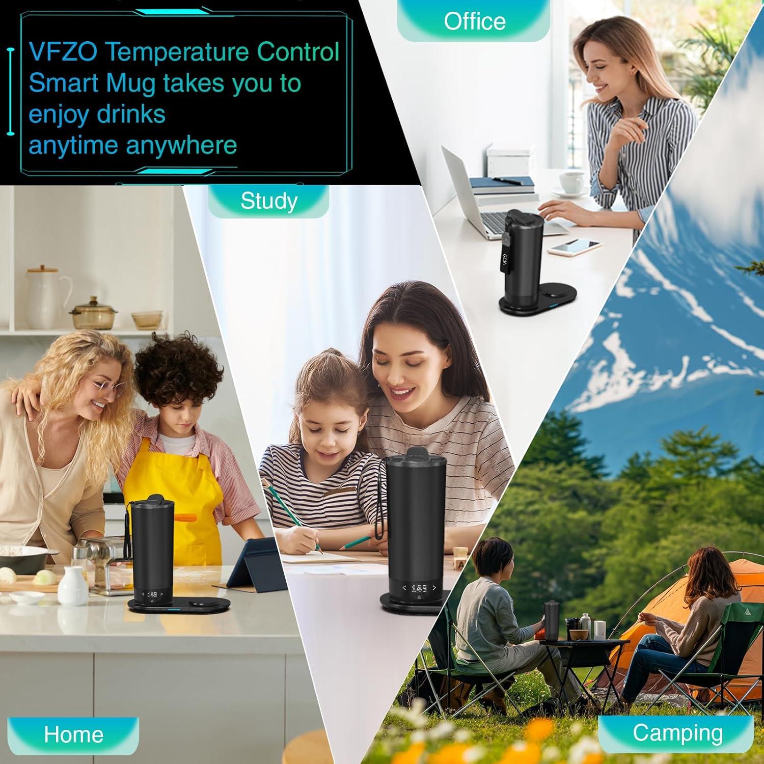 Taza de viaje calefaccionada VFZO 20 oz control app LED Negro