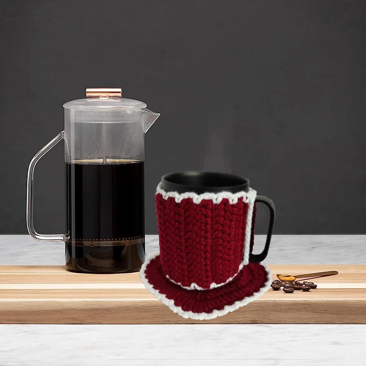 Juego de Mug con Calentador y Posavasos Corazón Wuryuema 14 oz