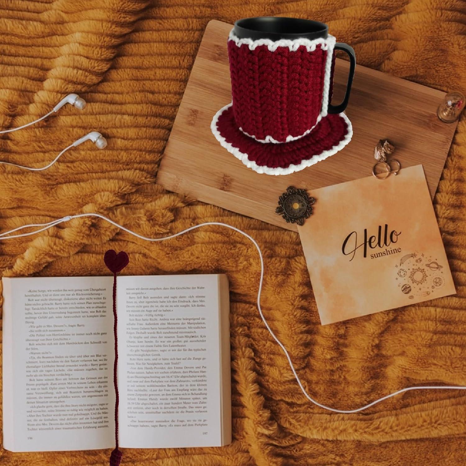 Juego de Mug con Calentador y Posavasos Corazón Wuryuema 14 oz