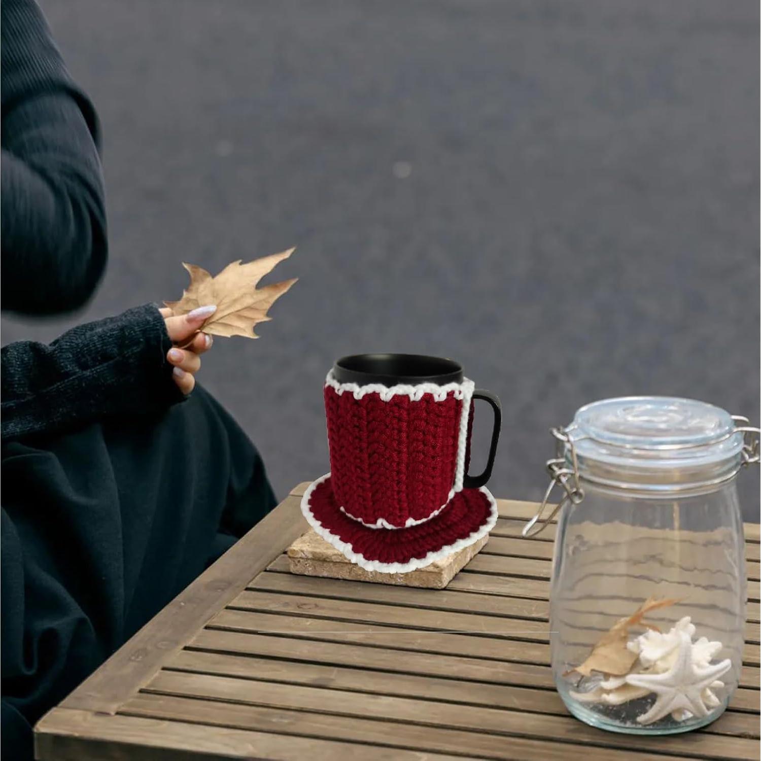 Juego de Mug con Calentador y Posavasos Corazón Wuryuema 14 oz