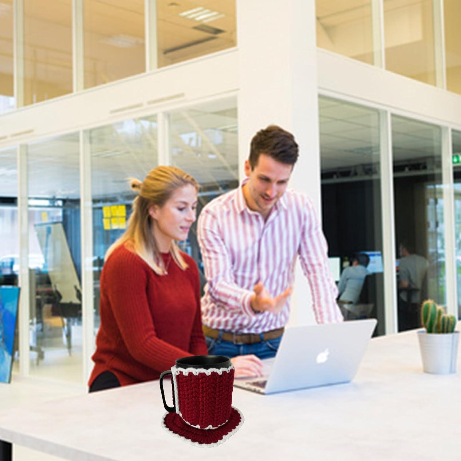 Juego de Mug con Calentador y Posavasos Corazón Wuryuema 14 oz